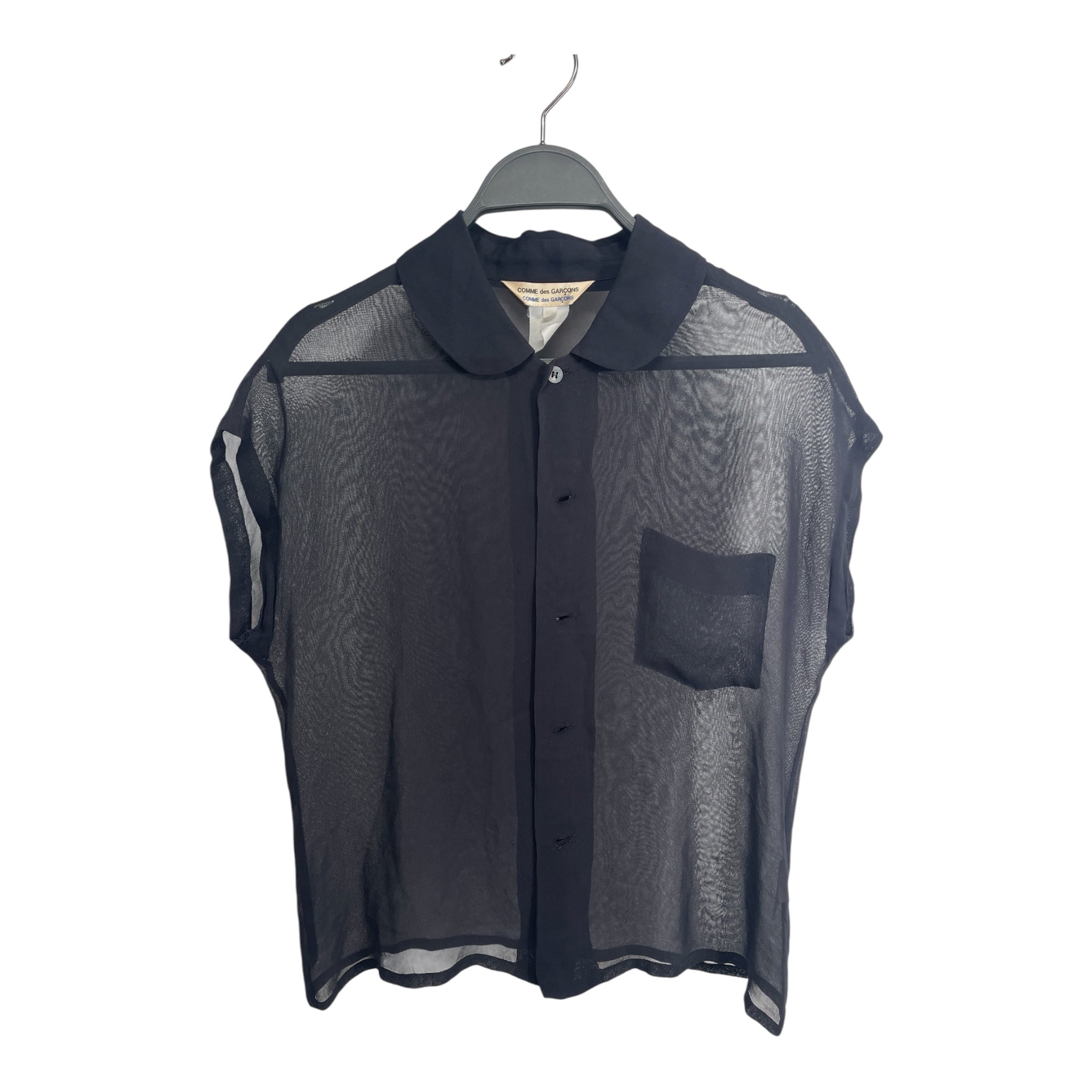 COMME des GARCONS/SS Blouse/S/Silk/BLK/SEE THROUGH POCKET view 1