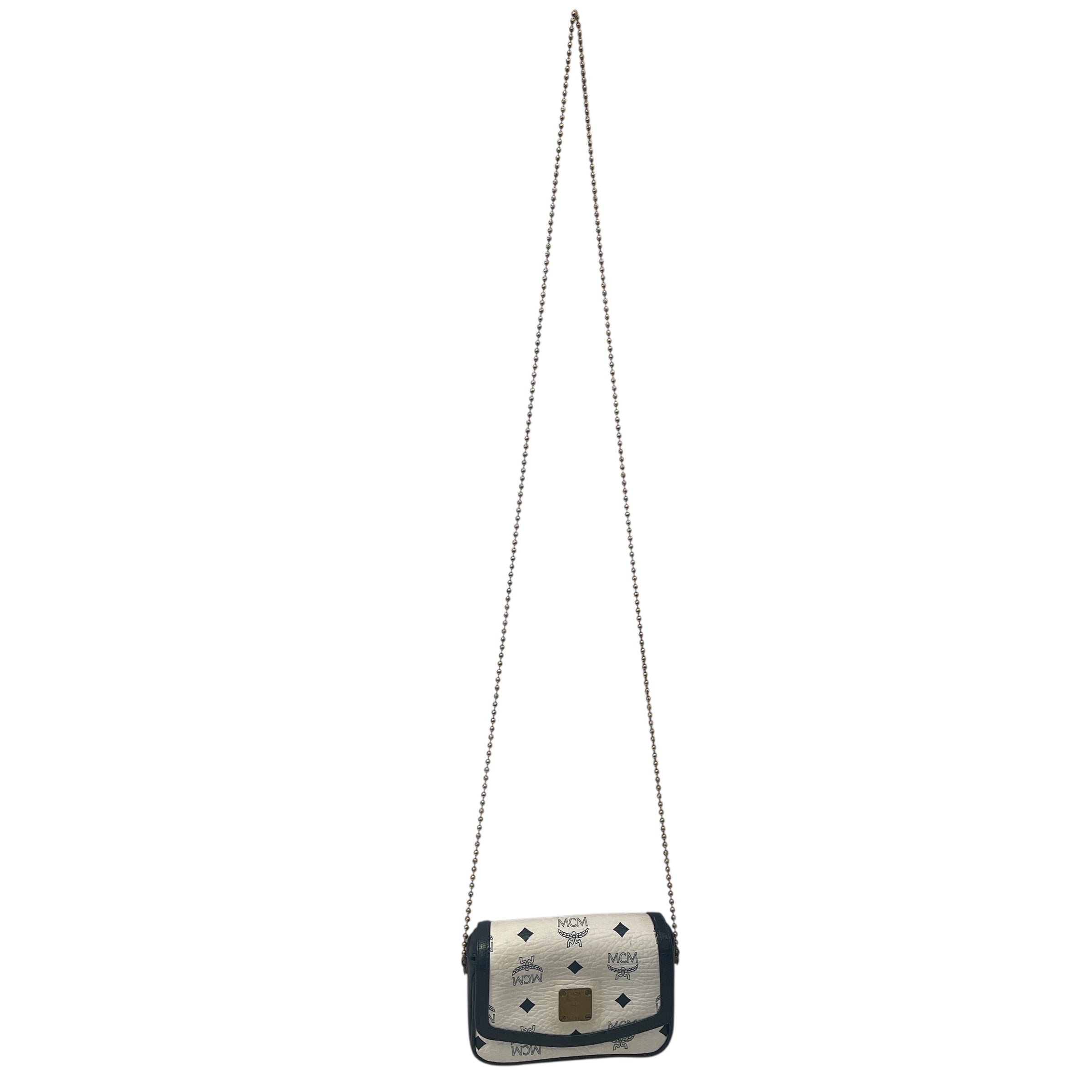 MCM/Cross Body Bag/Monogram/Leather/WHT/Visetos Leather/Chain CB view 1