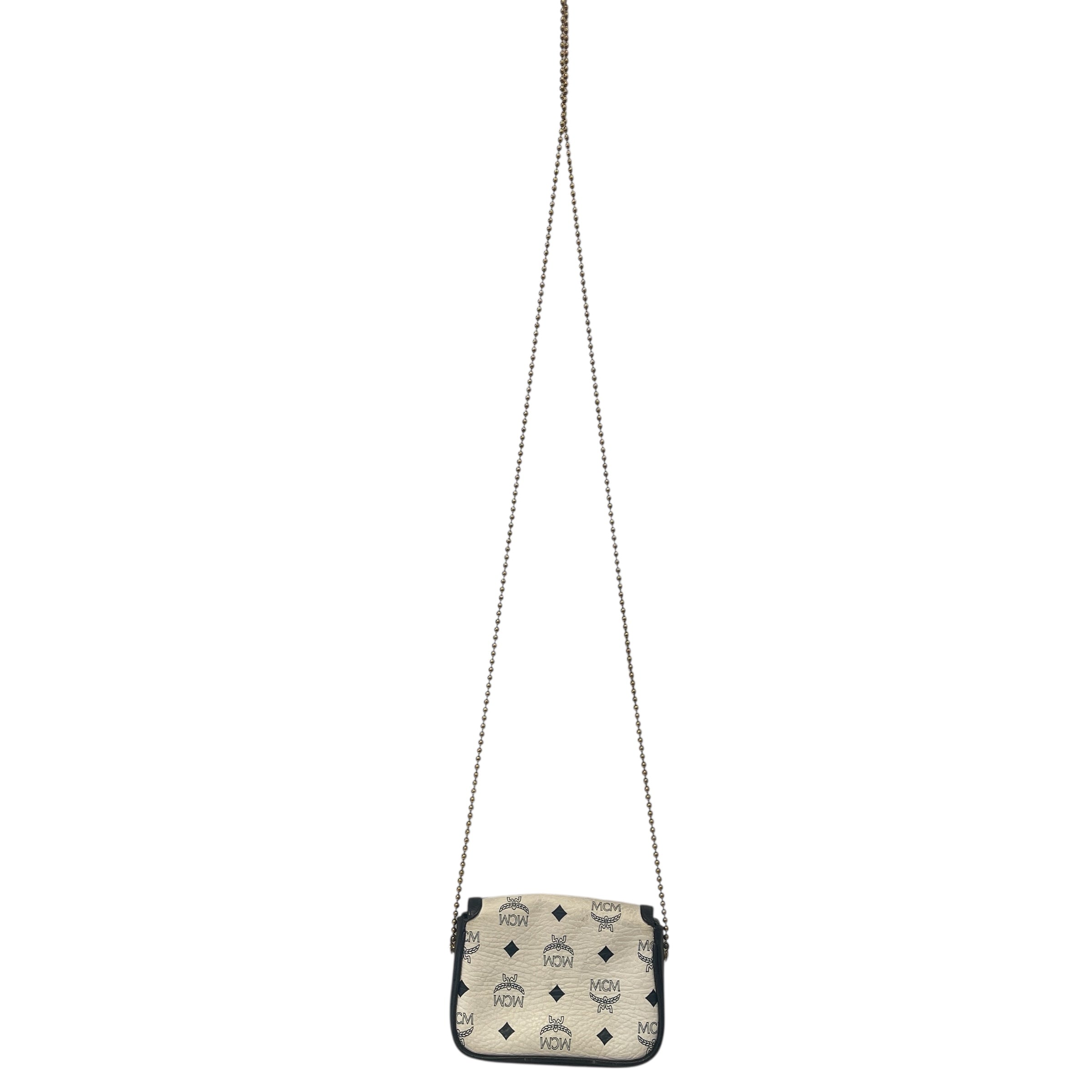 MCM/Cross Body Bag/Monogram/Leather/WHT/Visetos Leather/Chain CB view 2