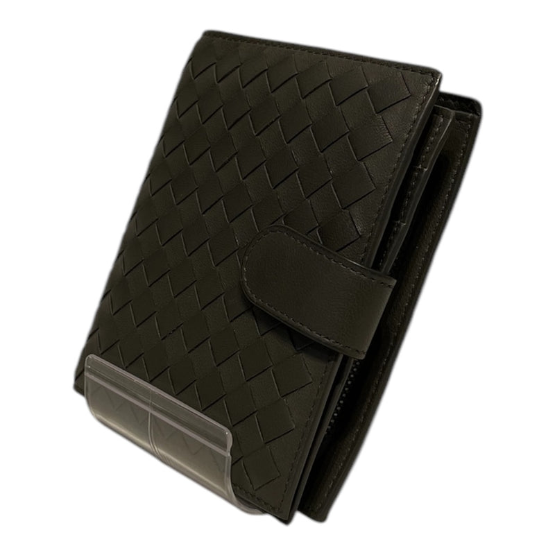 BOTTEGA VENETA/Bifold Wallet/Monogram/Leather/GRY/woven diamond leather pattern
