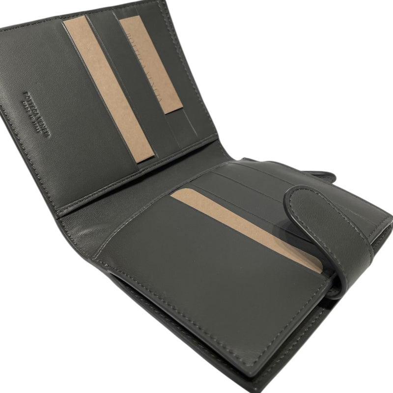 BOTTEGA VENETA/Bifold Wallet/Monogram/Leather/GRY/woven diamond leather pattern