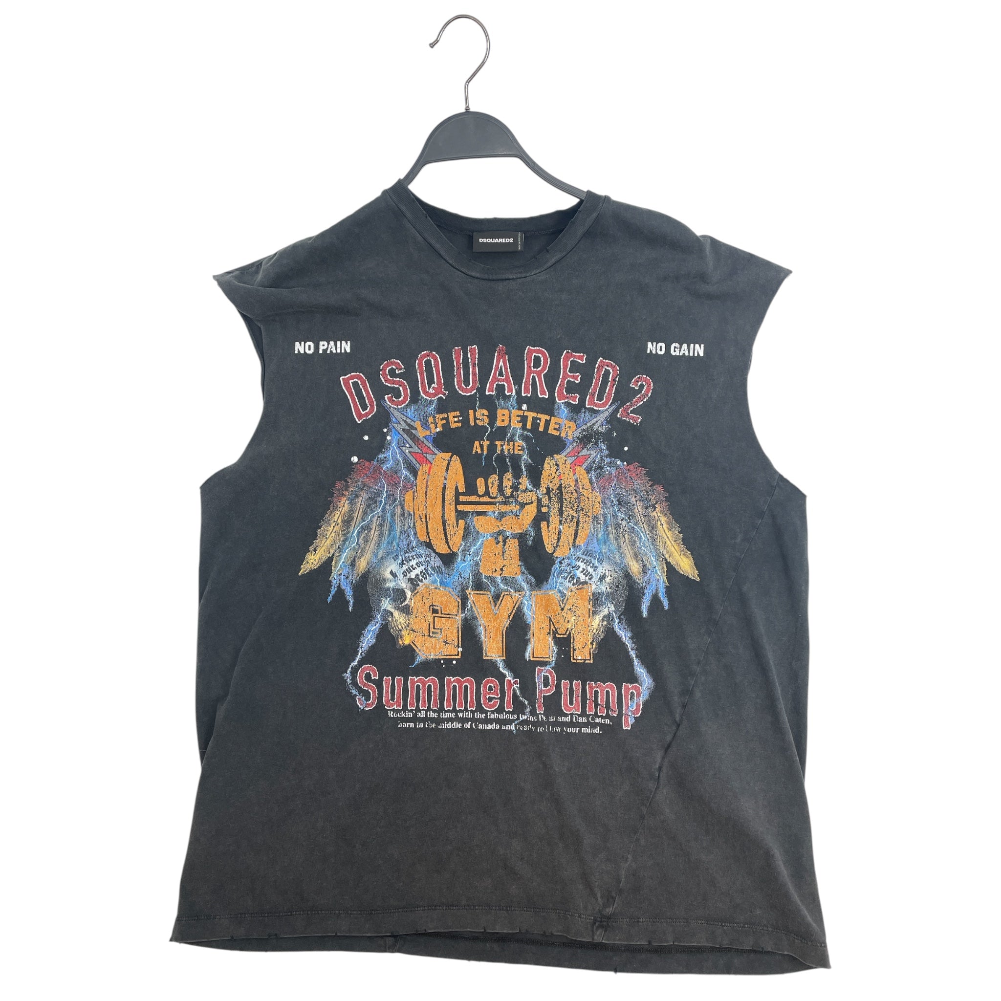 DSQUARED2/Tank Top/S/Cotton/GRY/VINTAGE STYLE/GYM/SUMMER PUMP view 1
