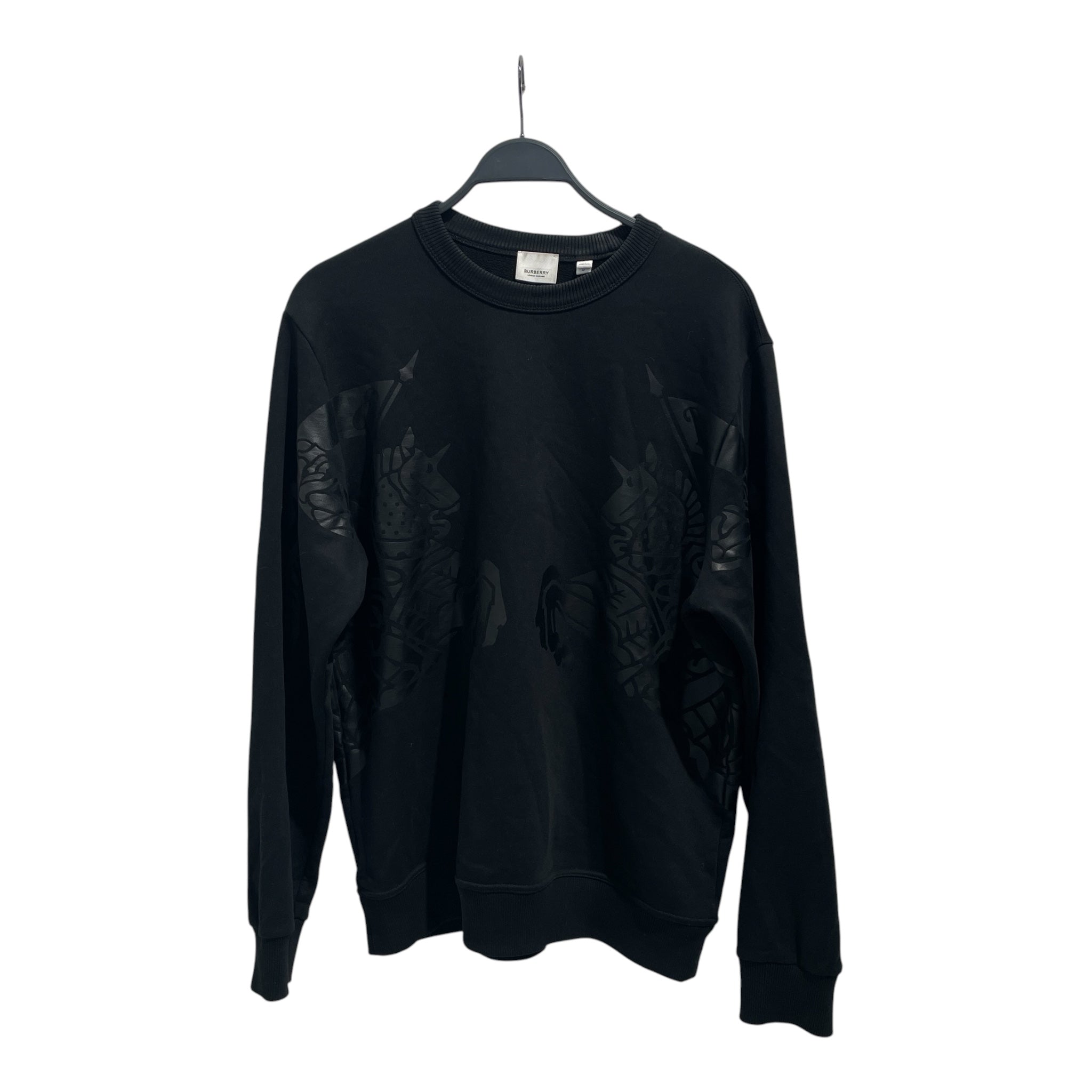 BURBERRY/Sweatshirt/M/Graphic/Cotton/BLK/Double Eqsuetarian Logo view 1