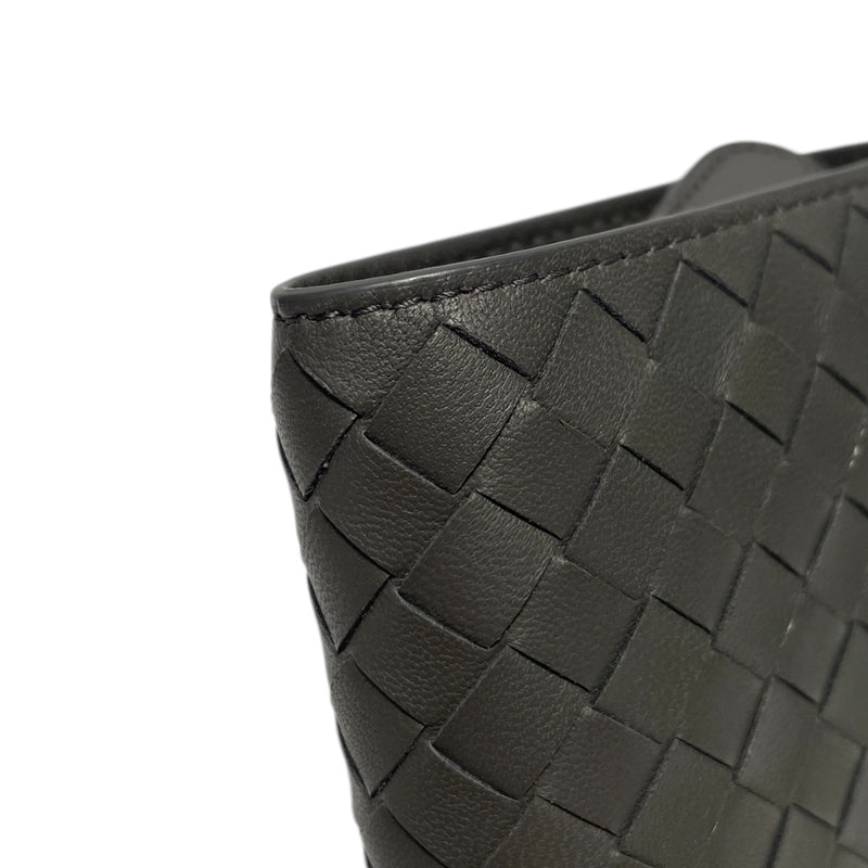 BOTTEGA VENETA/Bifold Wallet/Monogram/Leather/GRY/woven diamond leather pattern