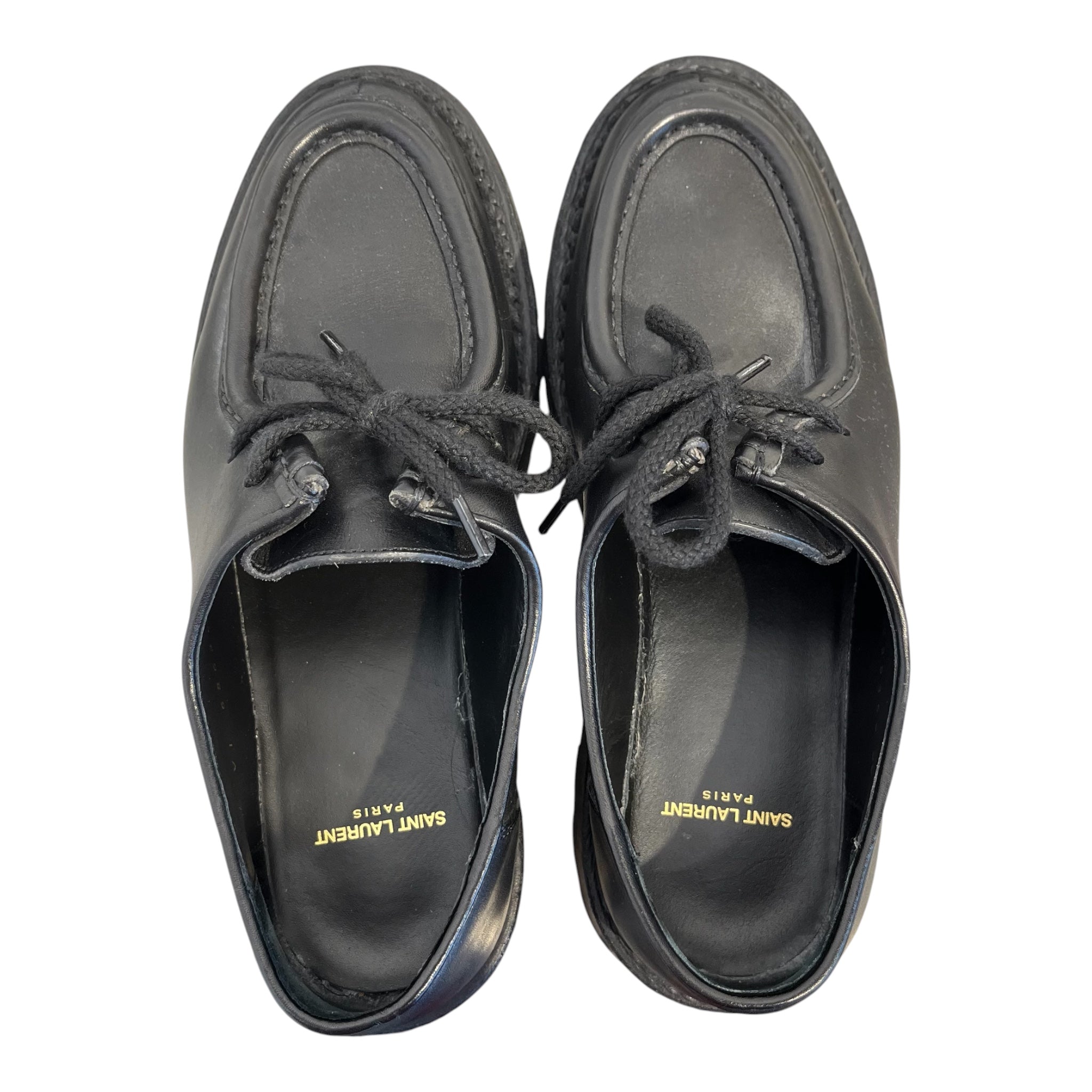 SAINT LAURENT/Loafers/EU 36/Leather/BLK/LEATHER DERBYS 686356 view 3
