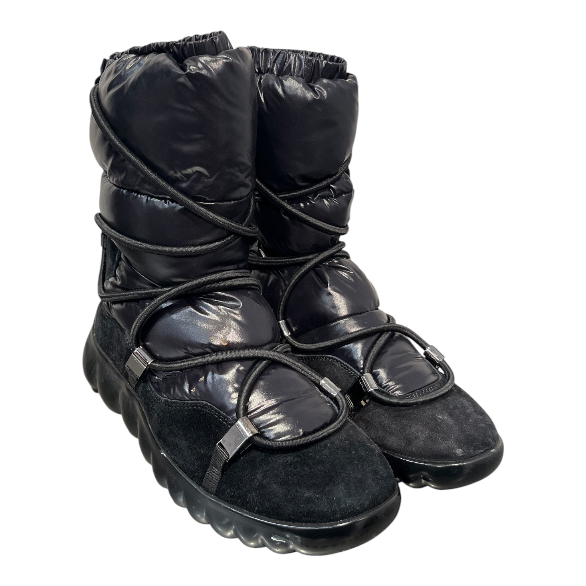 MONCLER/Boots/EU 38.5/Nylon/BLK/puffer boots/suede trim view 1