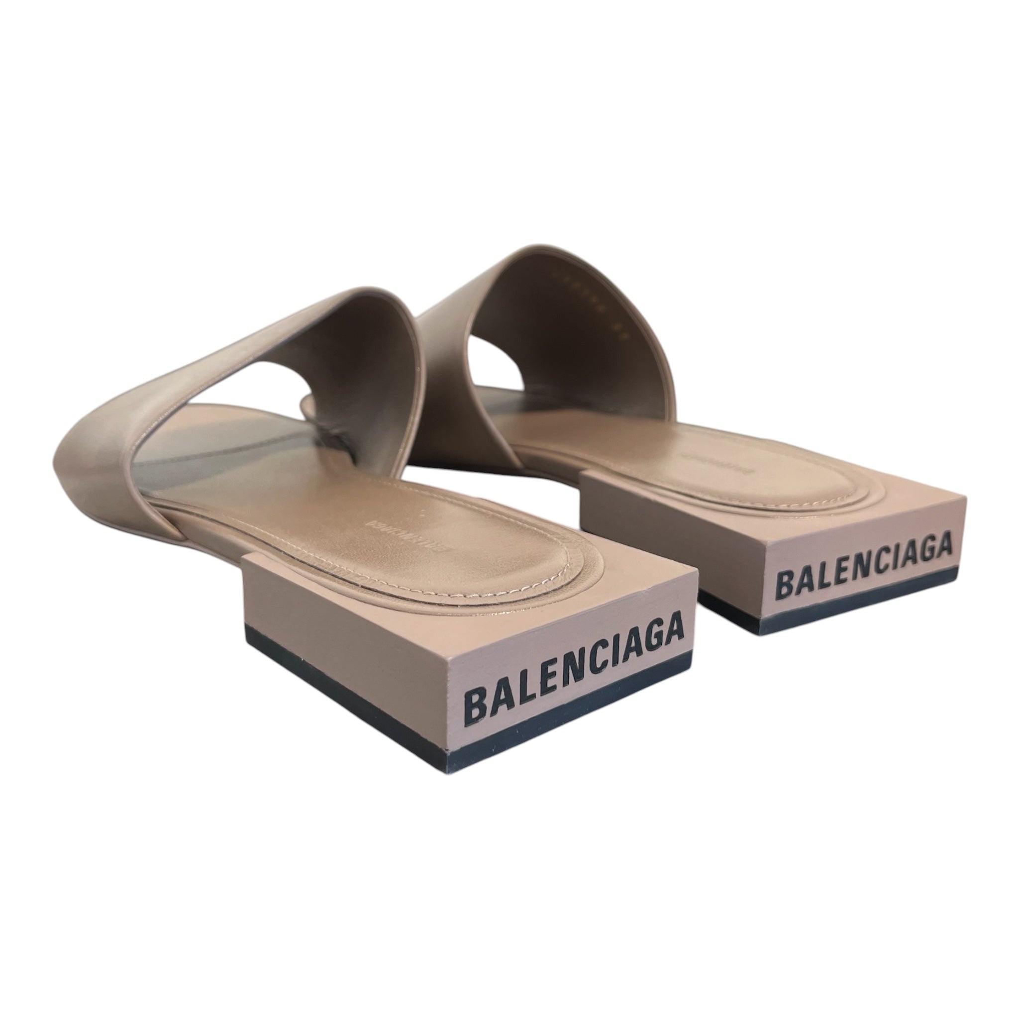BALENCIAGA/Sandals/EU 37/Leather/GRY/box sandal mink grey view 2