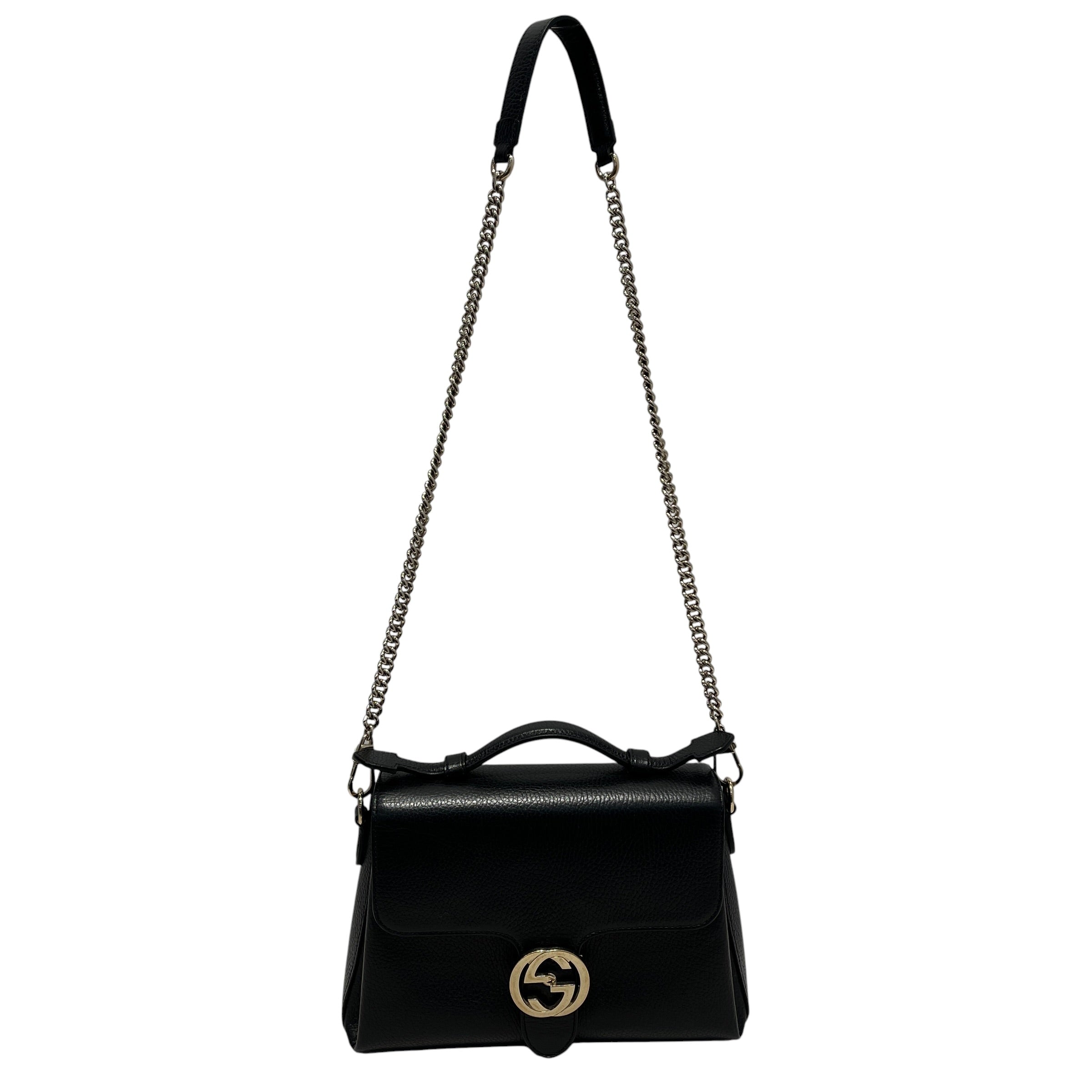 GUCCI/Hand Bag/Leather/BLK/INTERLOCKING GG view 2