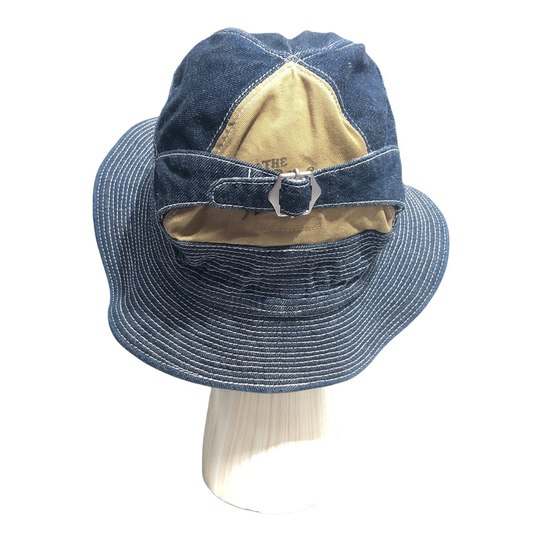 KAPITAL/Bucket Hat/OS/Stripe/Cotton/NVY/Bucket Hat w buckle view 2