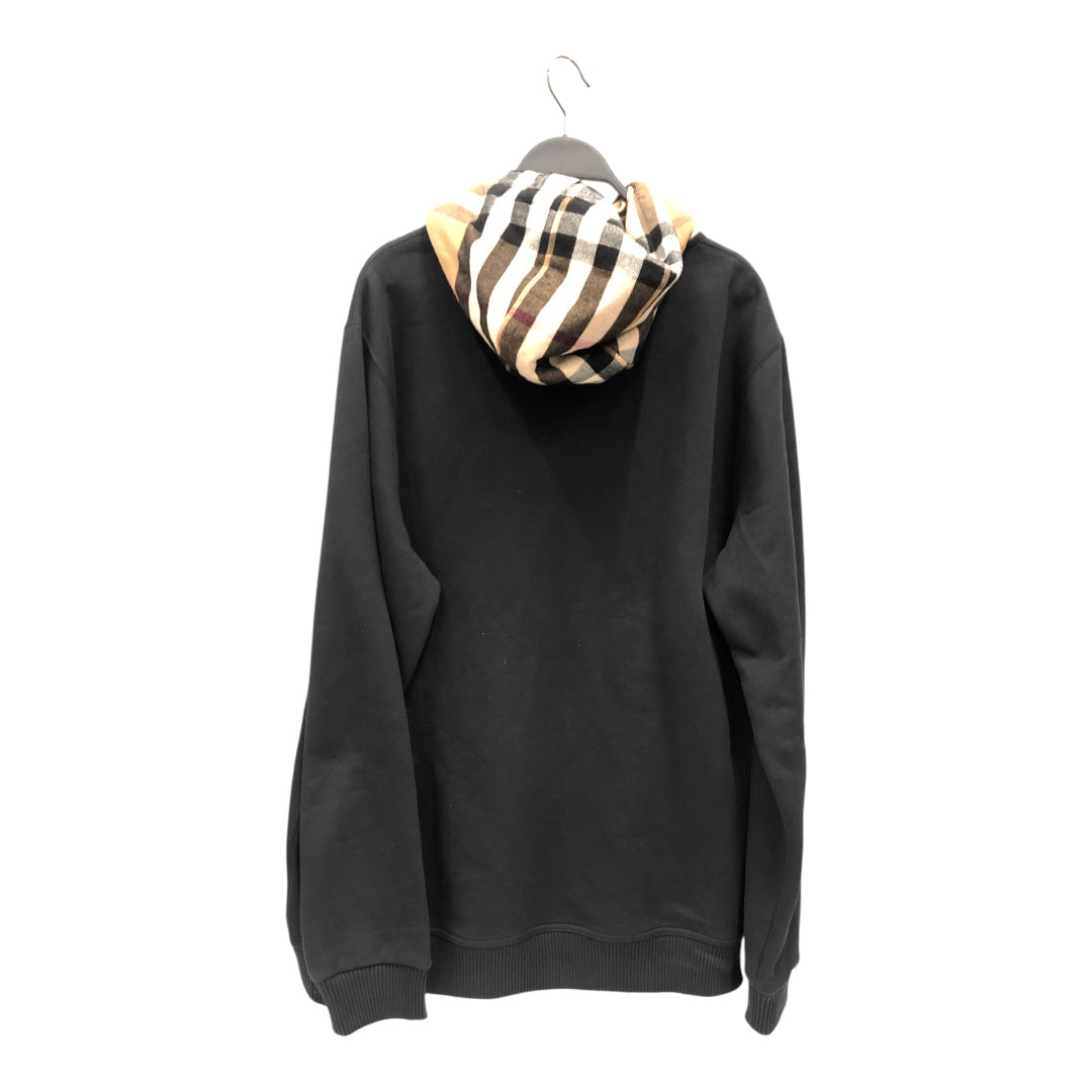 BURBERRY LONDON/Hoodie/L/Cotton/BLK/Plaid Hood Hoodie view 2