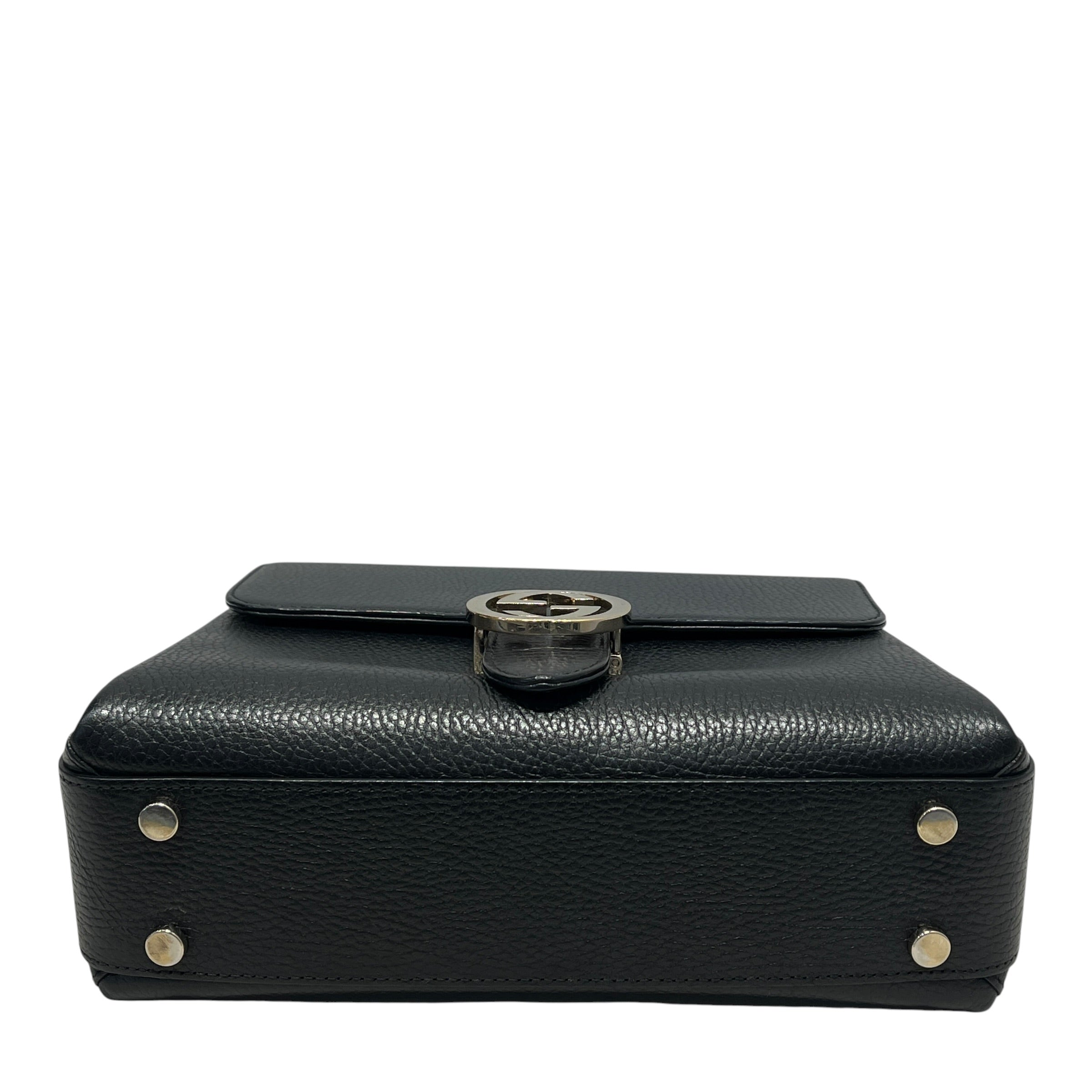 GUCCI/Hand Bag/Leather/BLK/INTERLOCKING GG view 3