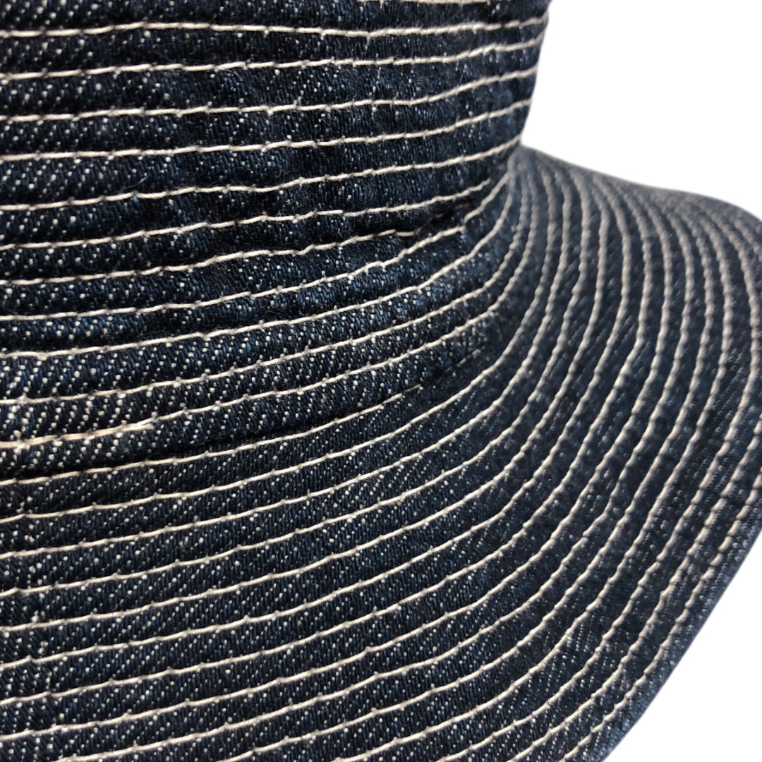 KAPITAL/Bucket Hat/OS/Stripe/Cotton/NVY/Bucket Hat w buckle view 4