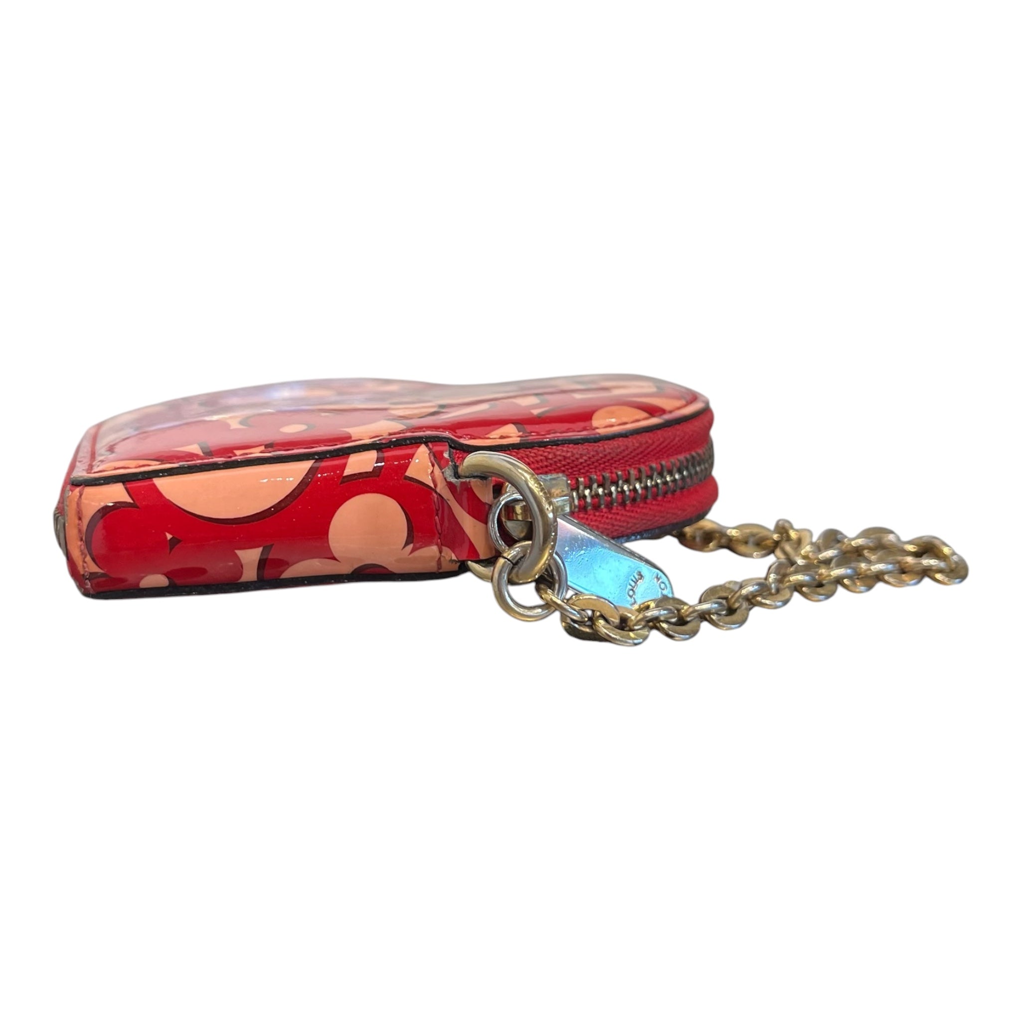 LOUIS VUITTON/Pouch/All Over Print/Faux Leather/RED/patent damour heart coin pouch view 3