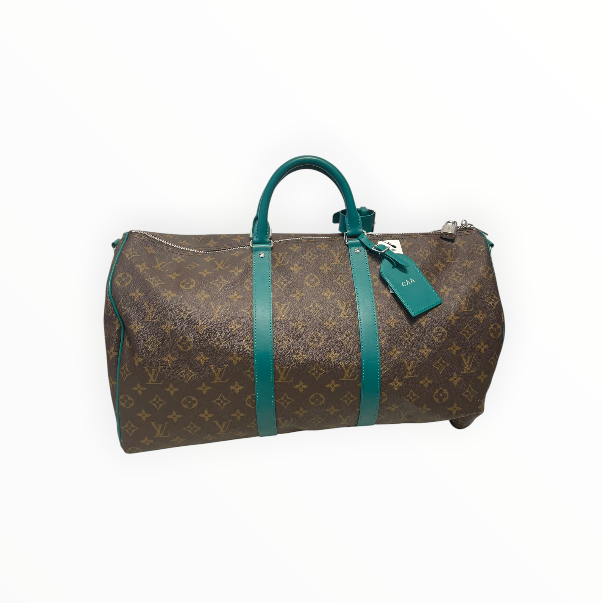 LOUIS VUITTON/Luggage/Monogram/BRW/keepall 50 with teal color view 1