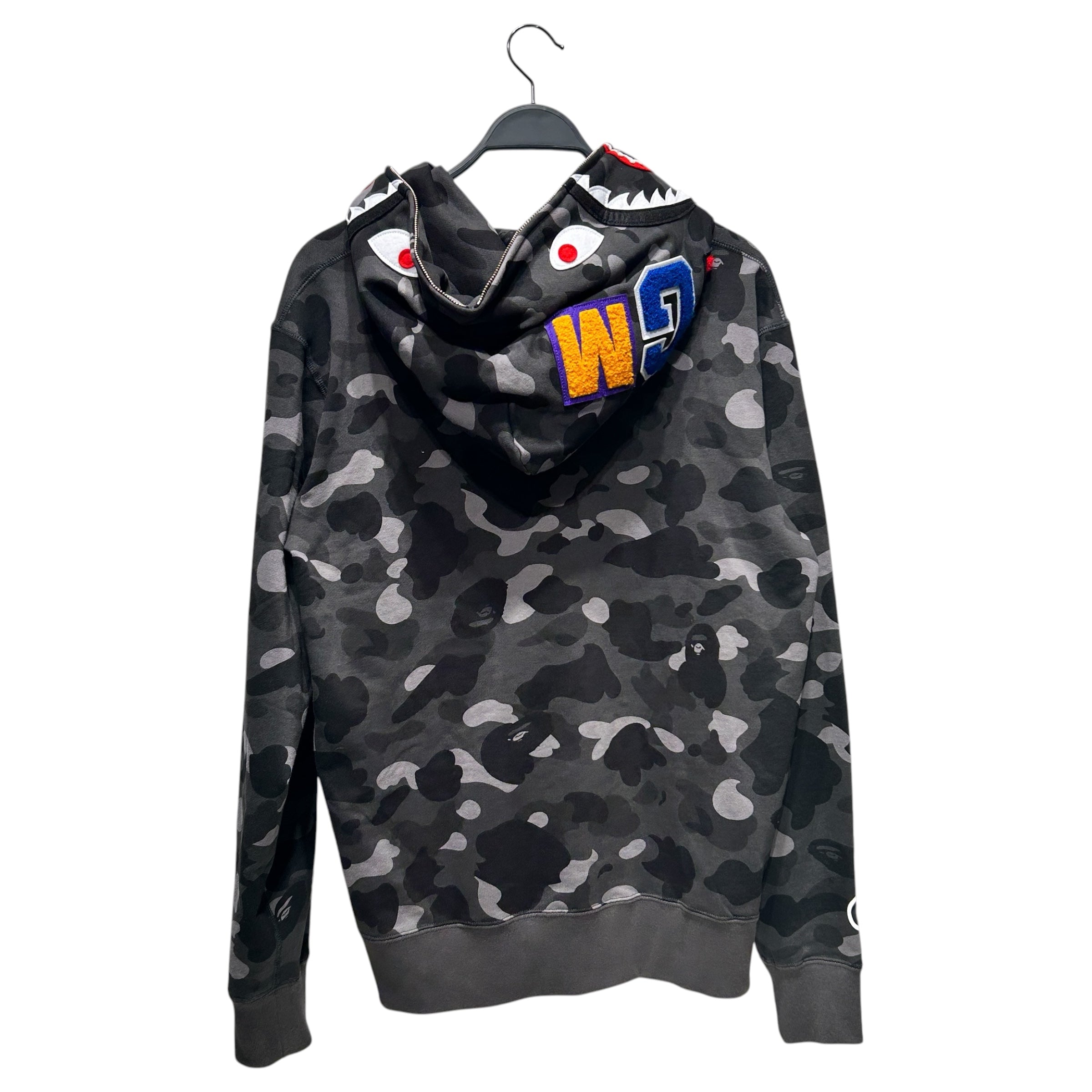 A BATHING APE/Zip Up Hoodie/XL/Camouflage/Cotton/GRY/SHARK FULL ZIP view 2