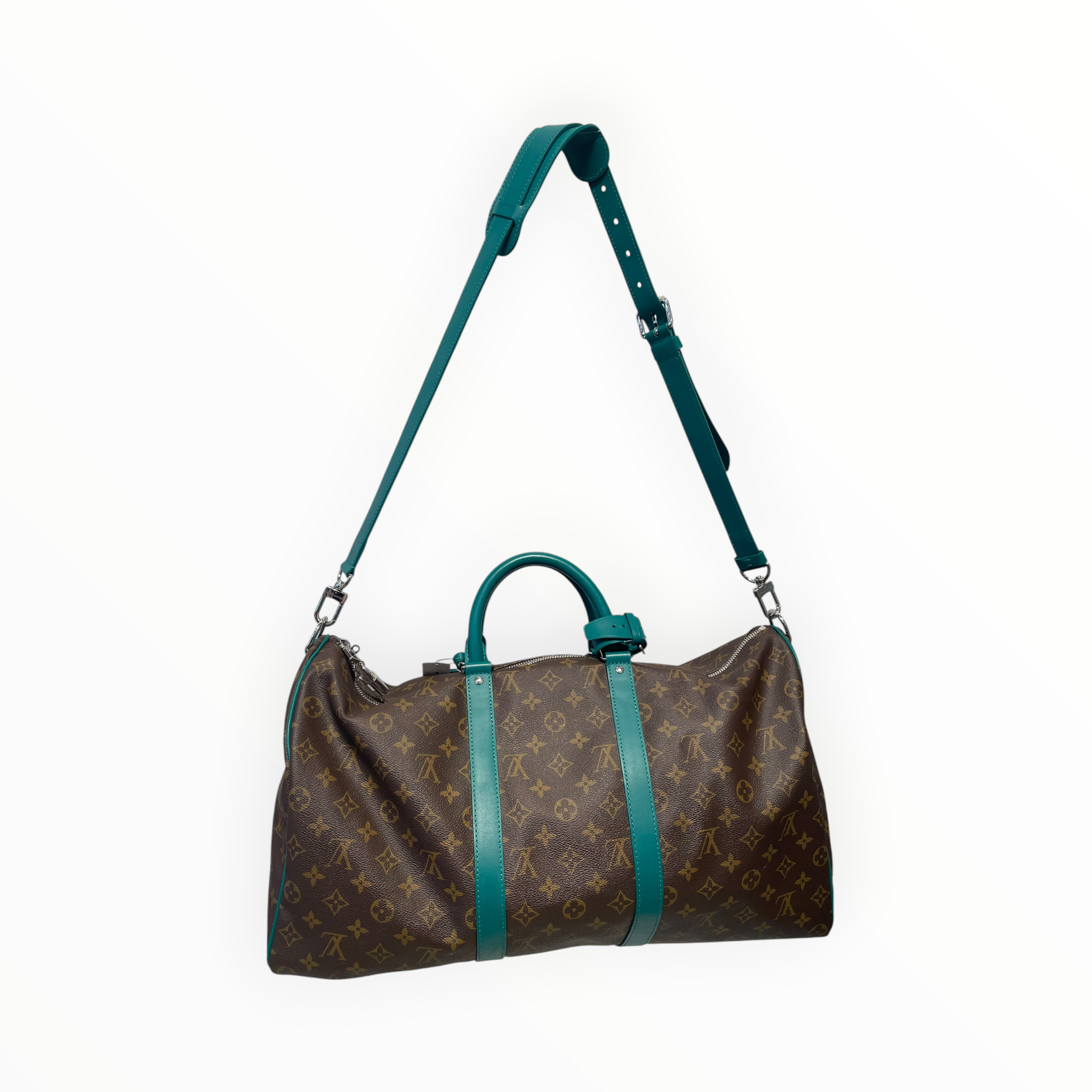 LOUIS VUITTON/Luggage/Monogram/BRW/keepall 50 with teal color view 4