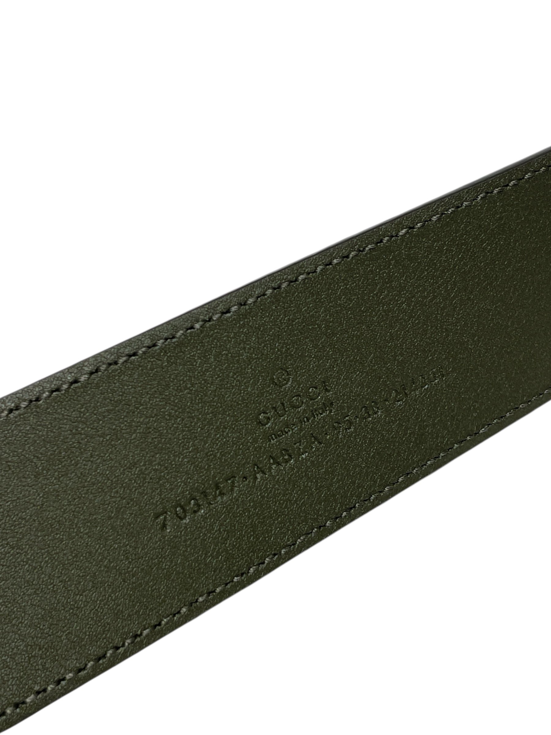 GUCCI/Belt/All Over Print/Leather/GRN/silver buckle view 3