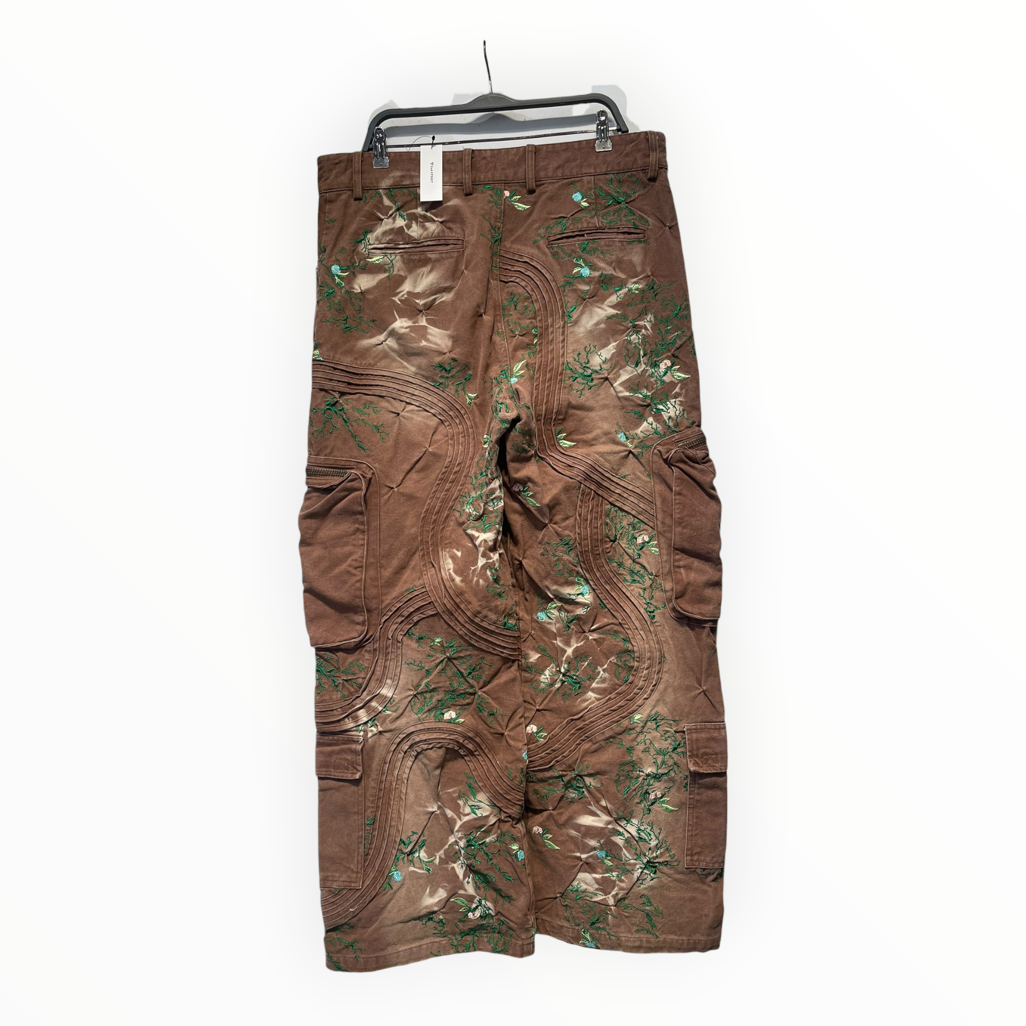 BAD SON/Cargo Pants/XXL/Cotton/BRW/Floral Pattern/embroidered vines with flowers view 2