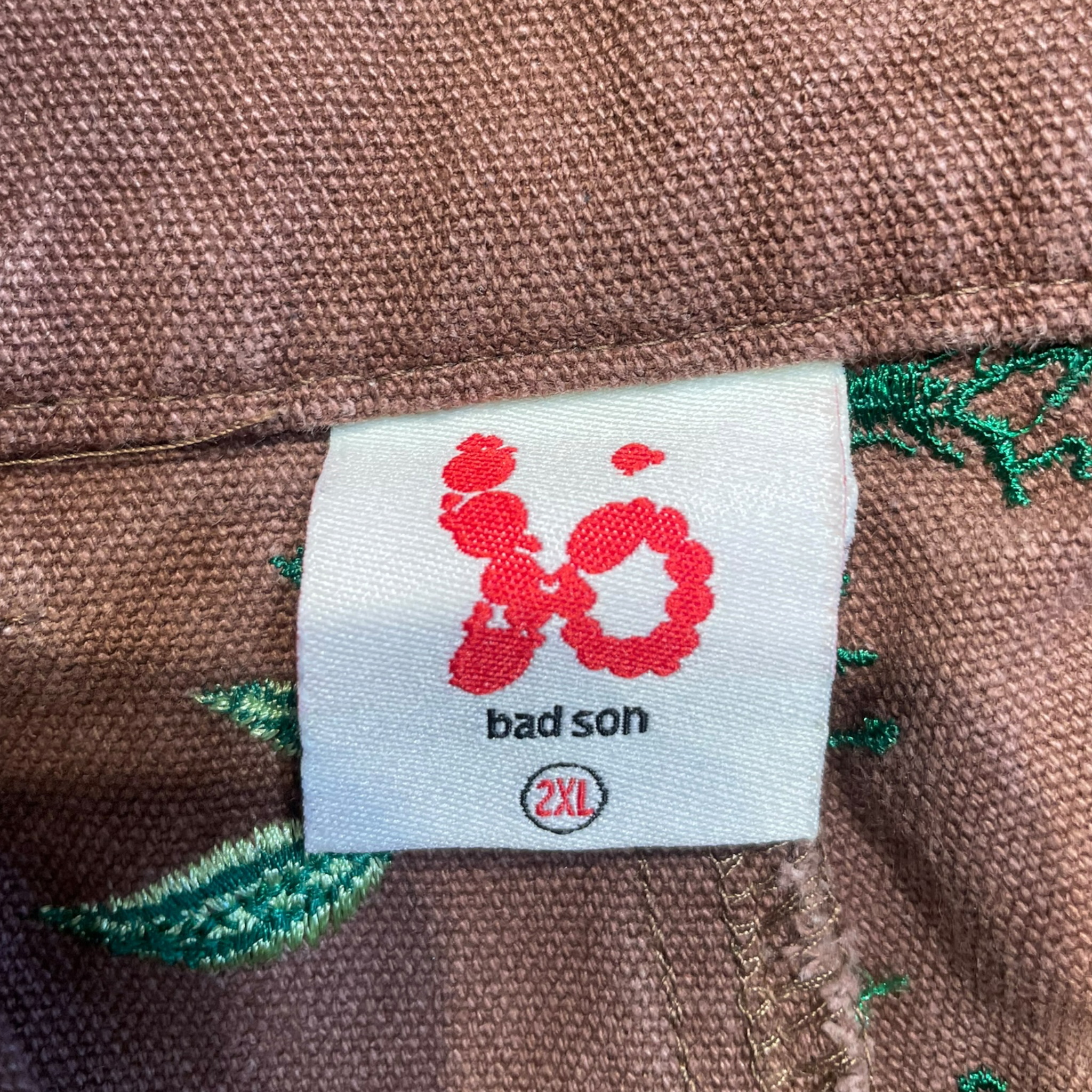 BAD SON/Cargo Pants/XXL/Cotton/BRW/Floral Pattern/embroidered vines with flowers view 3