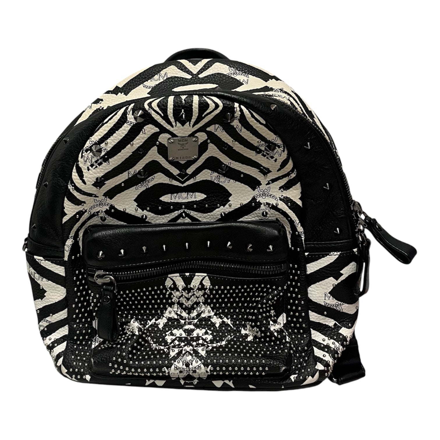 MCM/Backpack/Animal Pattern/Leather/WHT/zebra backpac view 1