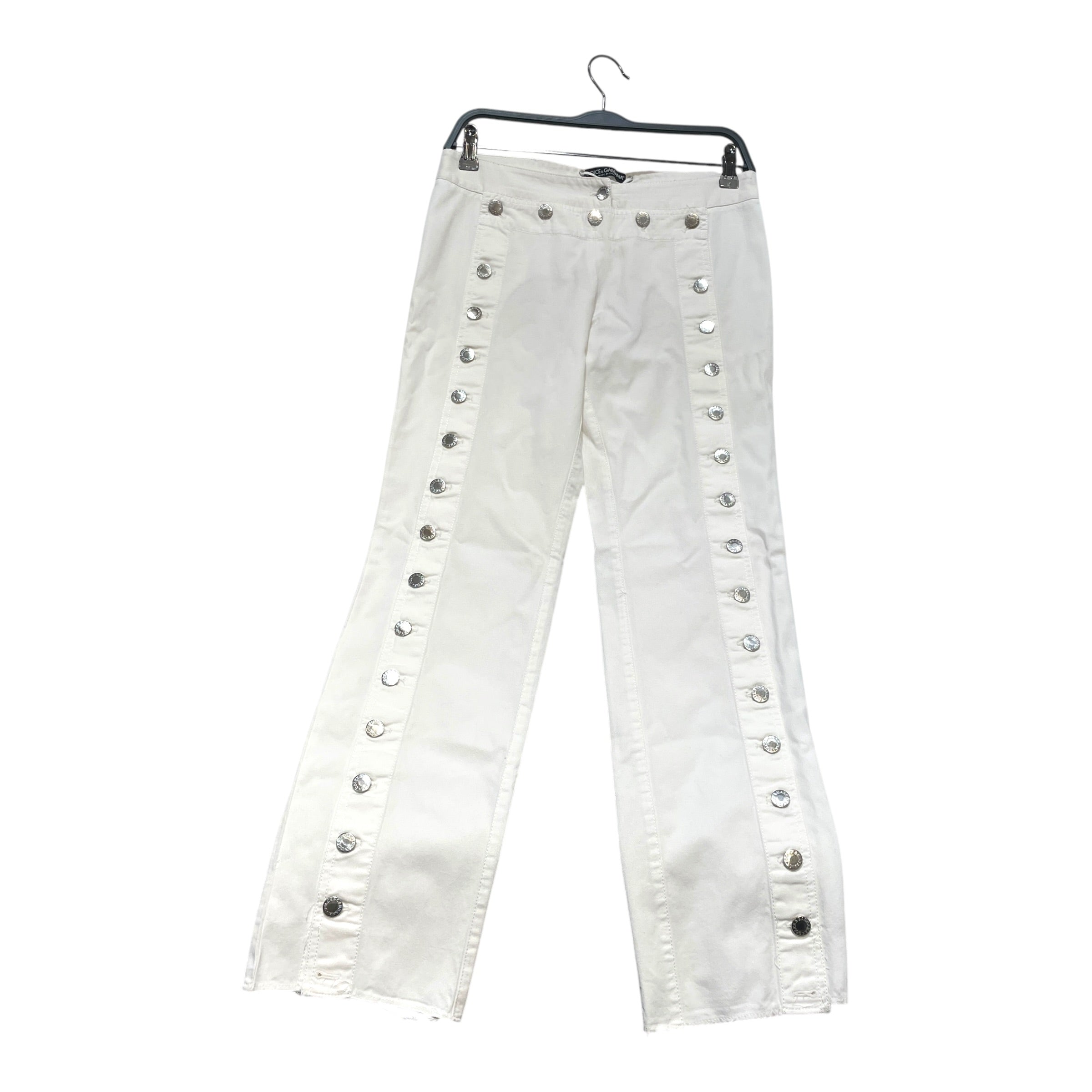 DOLCE&GABBANA/Straight Pants/40/Cotton/WHT/Button Down Straight Pants view 1