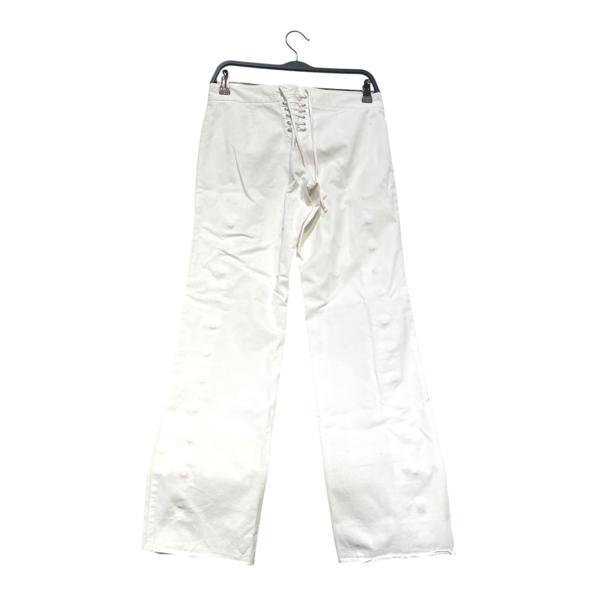 DOLCE&GABBANA/Straight Pants/40/Cotton/WHT/Button Down Straight Pants view 2
