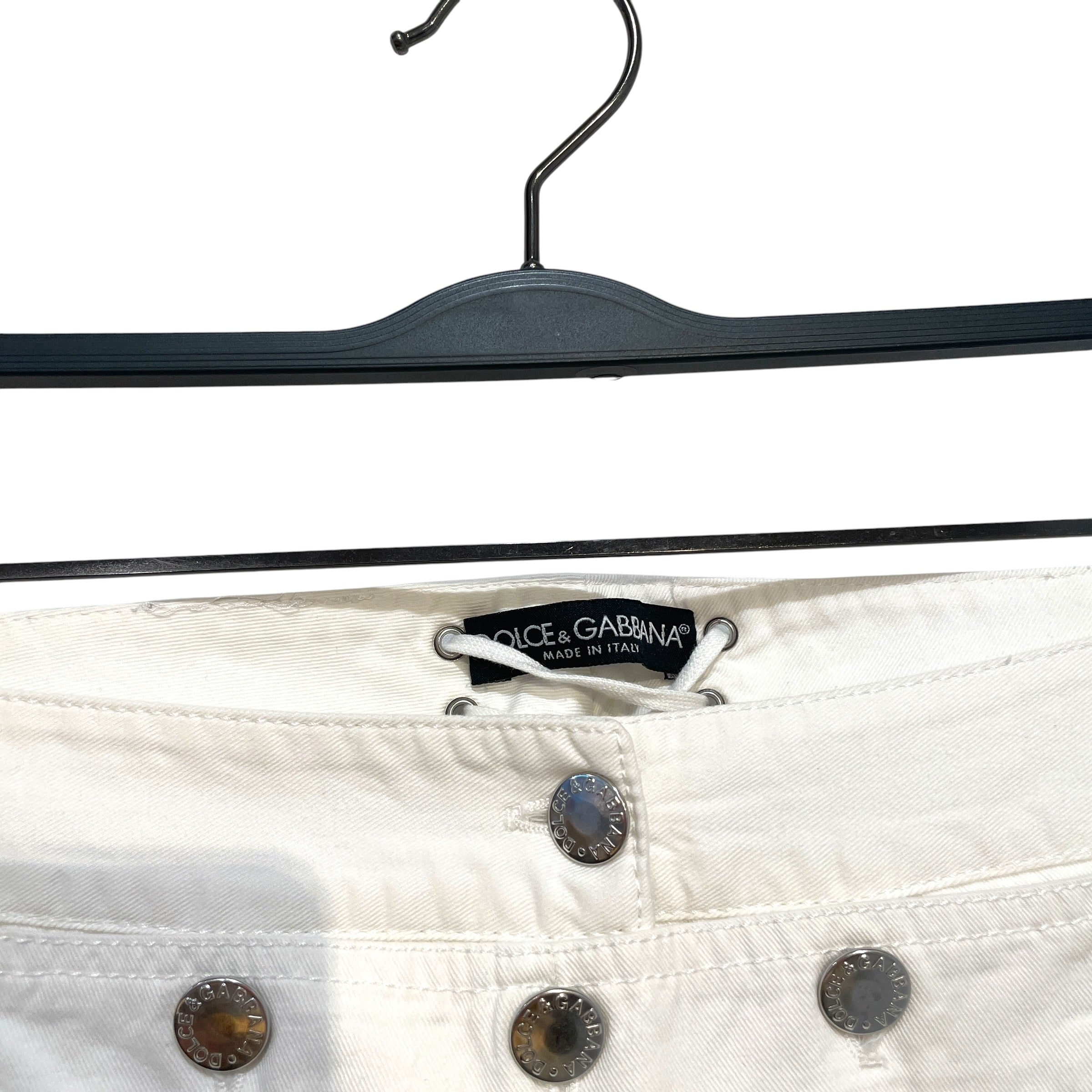 DOLCE&GABBANA/Straight Pants/40/Cotton/WHT/Button Down Straight Pants view 3