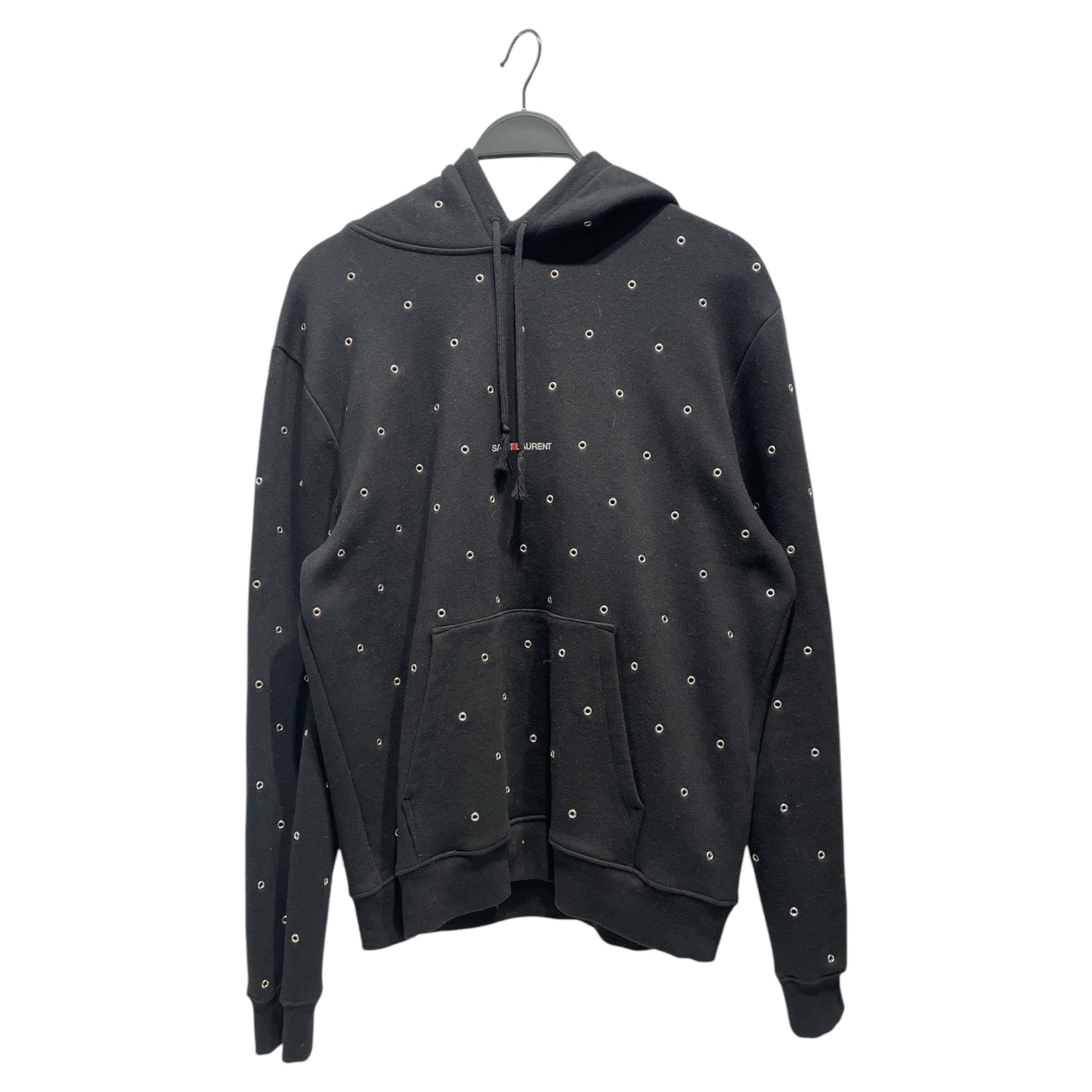 SAINT LAURENT/Hoodie/L/Cotton/BLK/Metal Hole Hoodie view 1