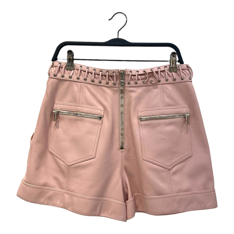 BALMAIN/Shorts/6/Leather/PNK/AF0QA012LB24 Zipped Pocket