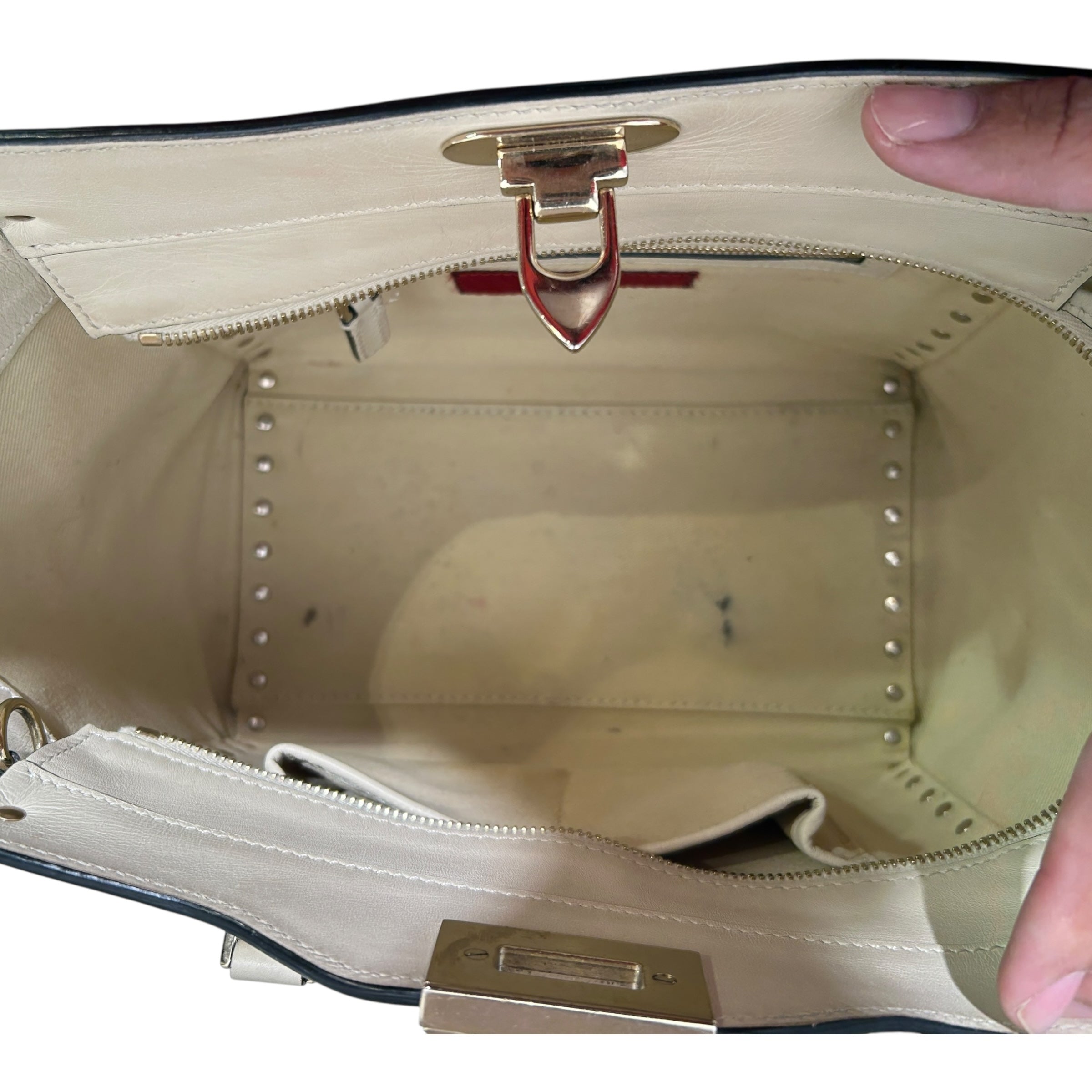 VALENTINO GARAVANI/Hand Bag/Leather/CRM/studded bag view 4