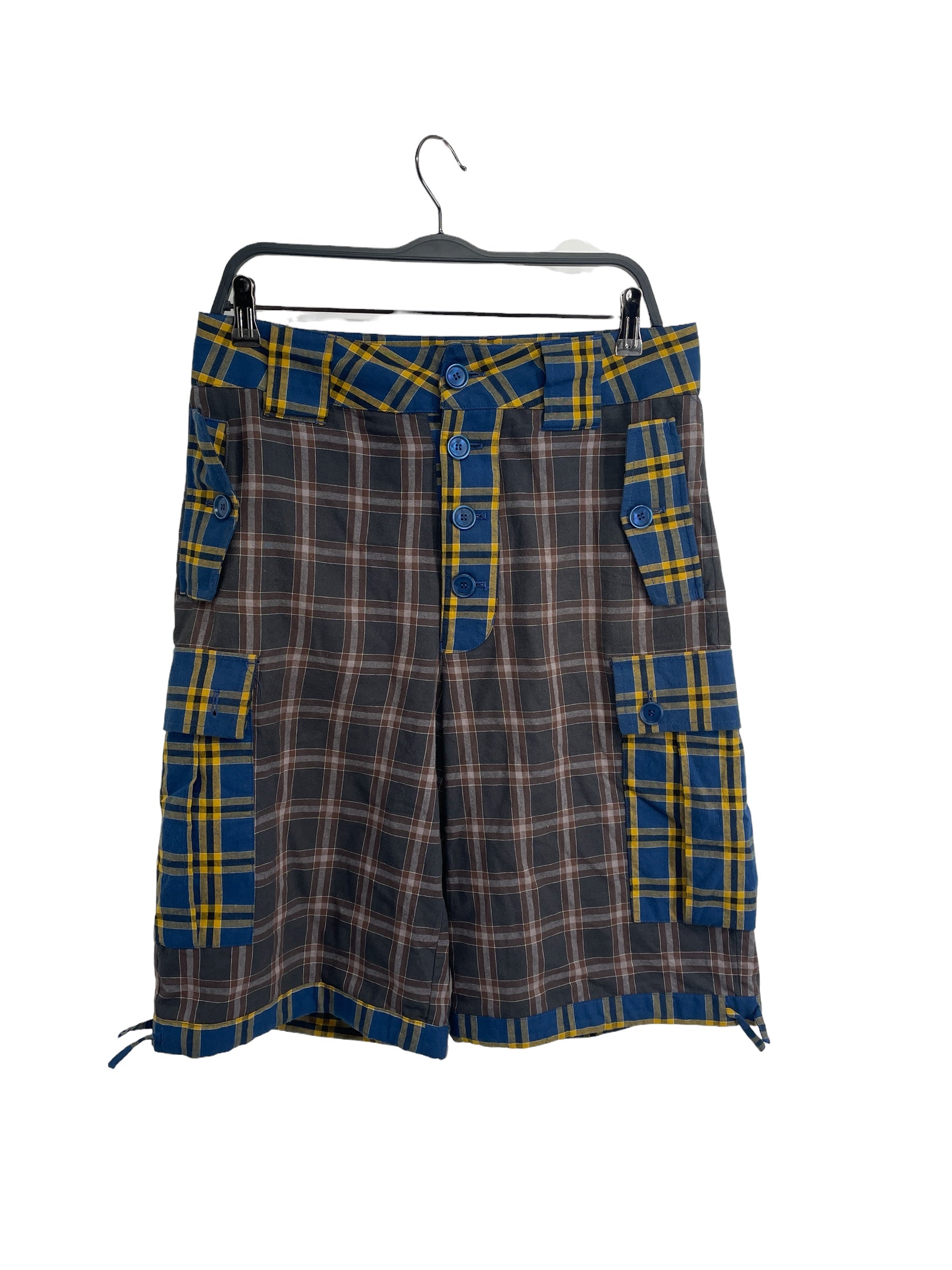 ARIS TATALOVICH/Shorts/30/Cotton/MLT/Plaid/PATCHWORK\BLU,YEL view 1