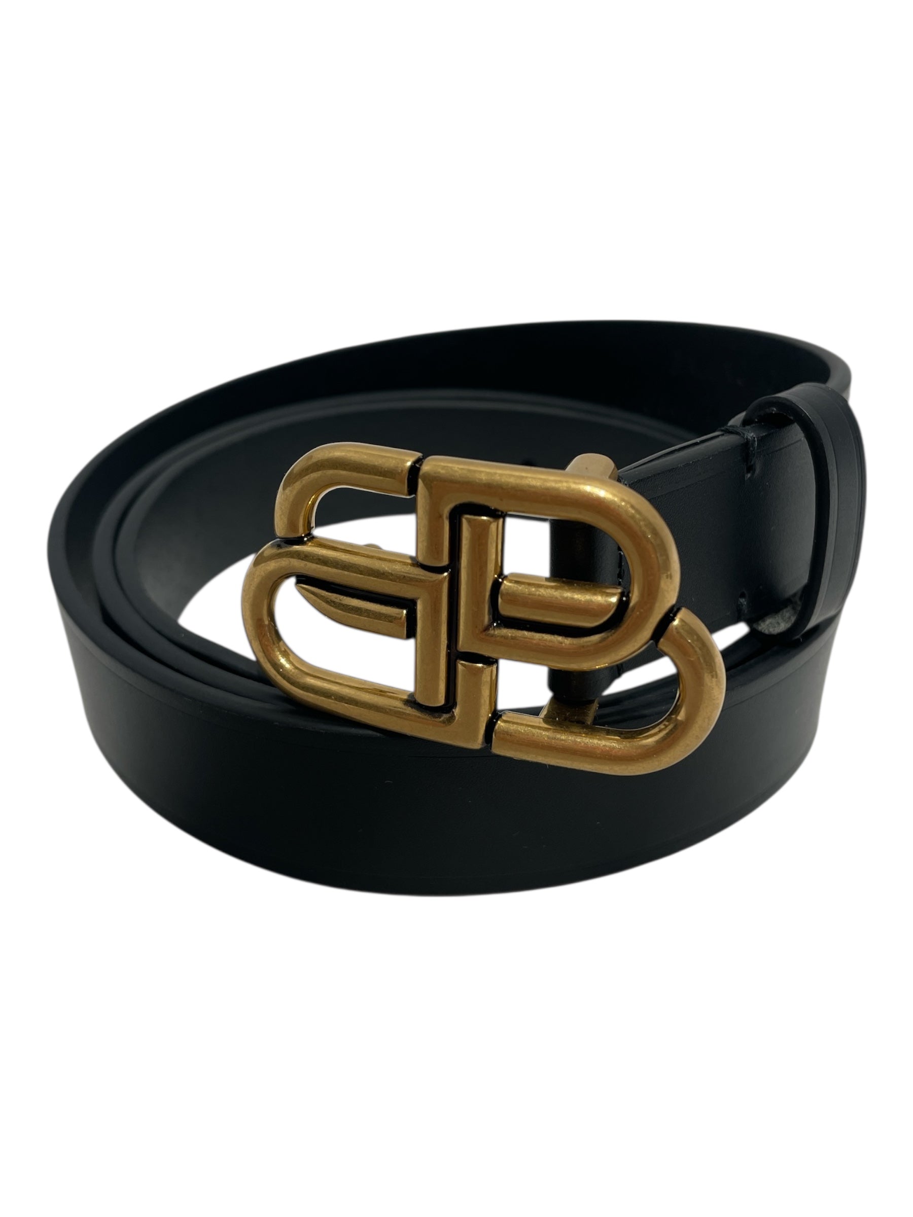 BALENCIAGA/Belt/Leather/BLK/BB thin belt view 1