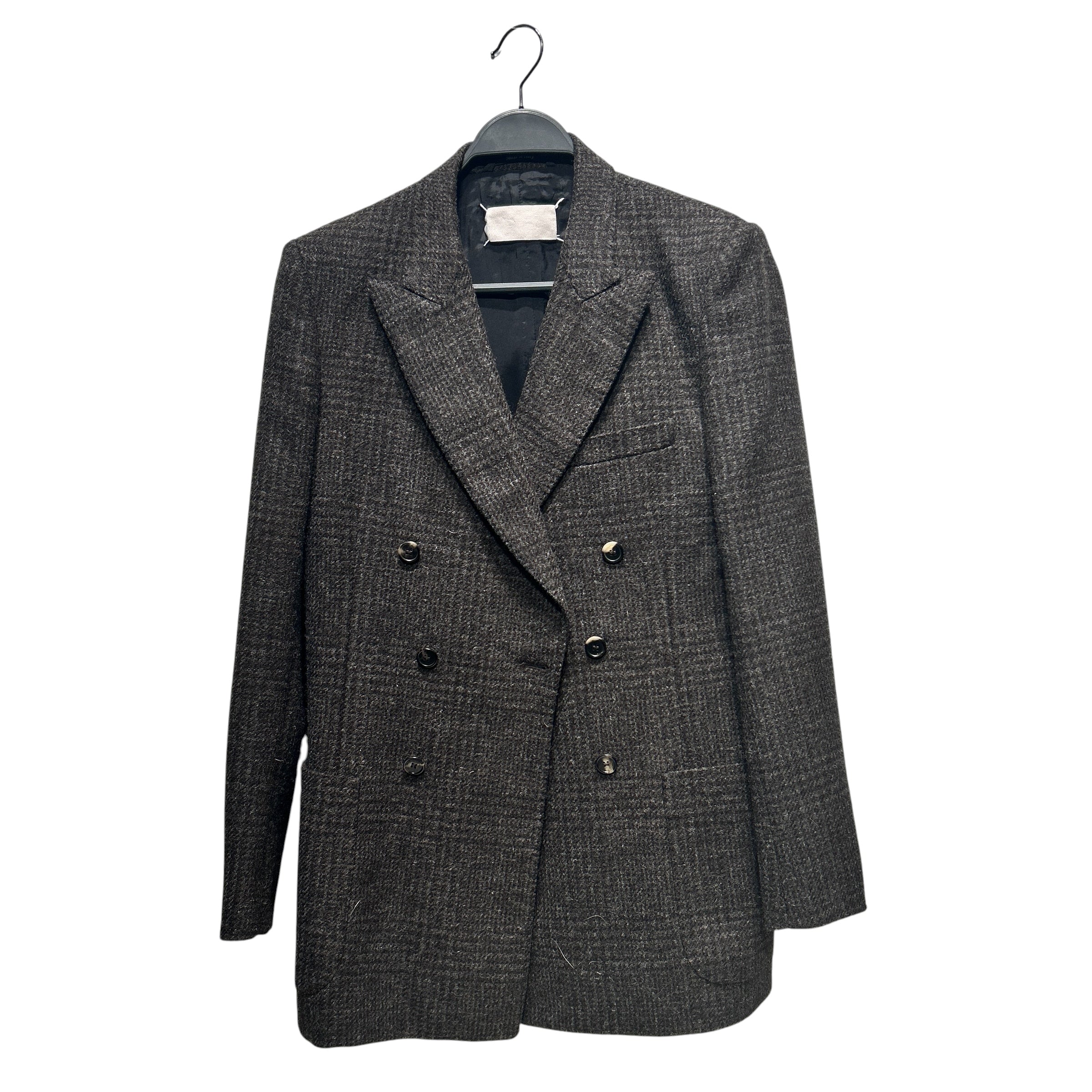 Maison Margiela/Tailored Jkt/42/Wool/GRY/Plaid/DARK GRY/BLK BLAZER TORT. BTTN view 1