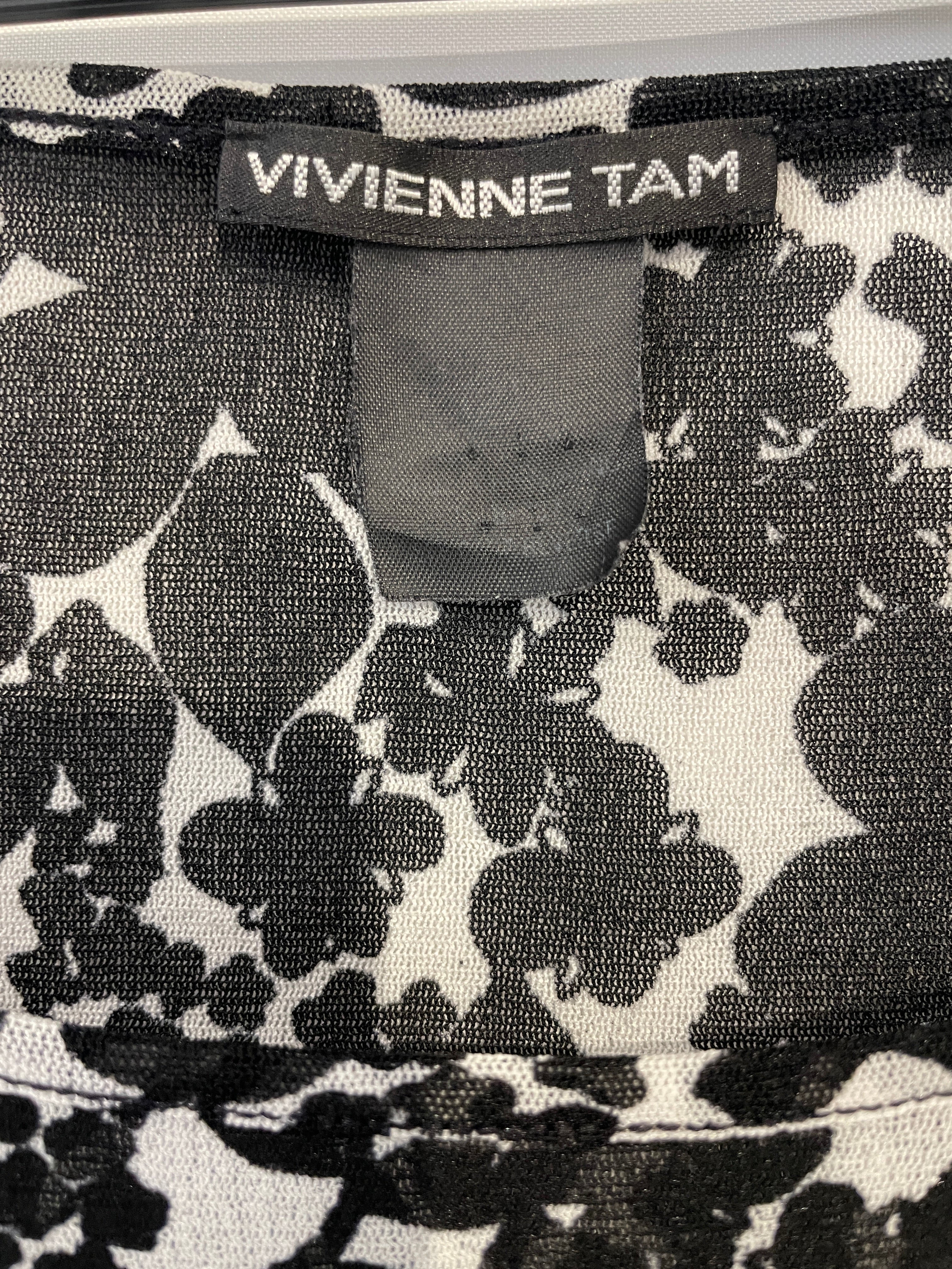 VIVIENNE TAM/SS Dress/2/Floral Pattern/Silk/BLK/WHT FLOWRS, SHEER view 3