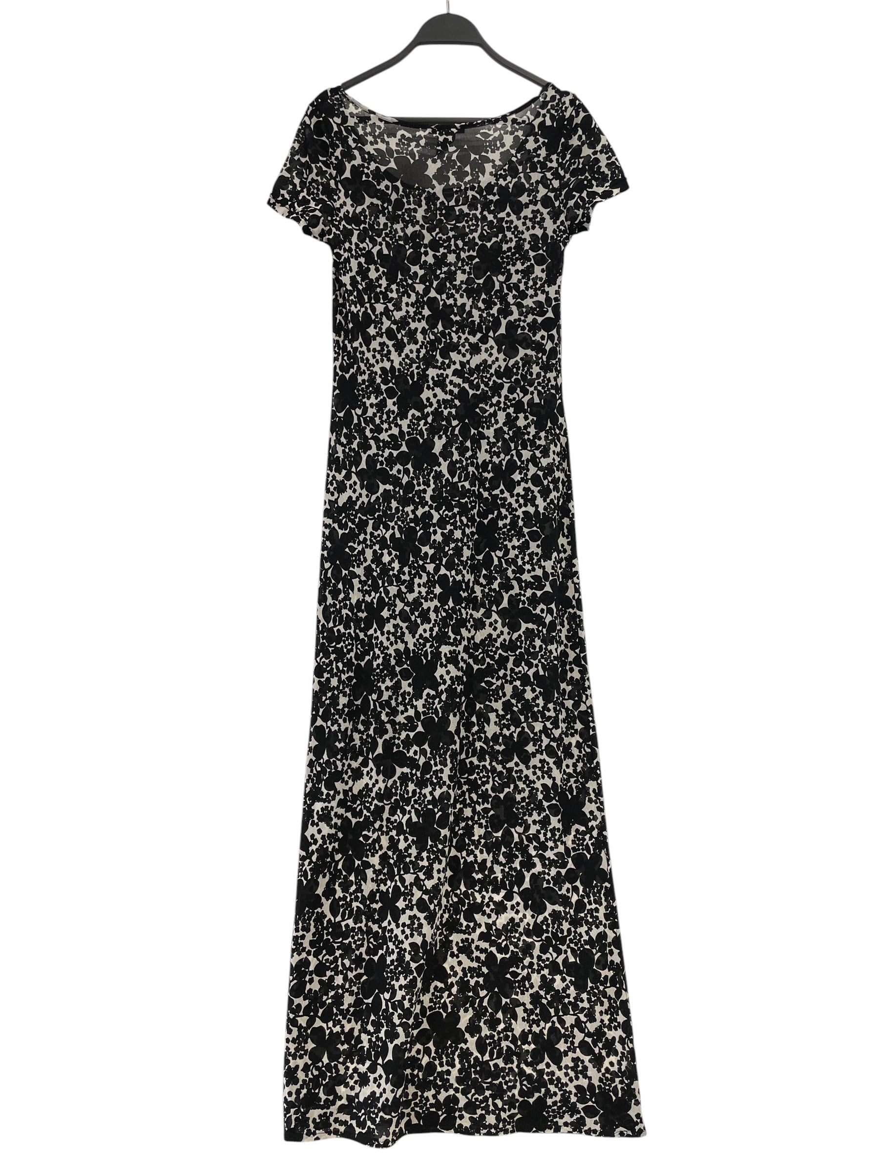 VIVIENNE TAM/SS Dress/2/Floral Pattern/Silk/BLK/WHT FLOWRS, SHEER view 2
