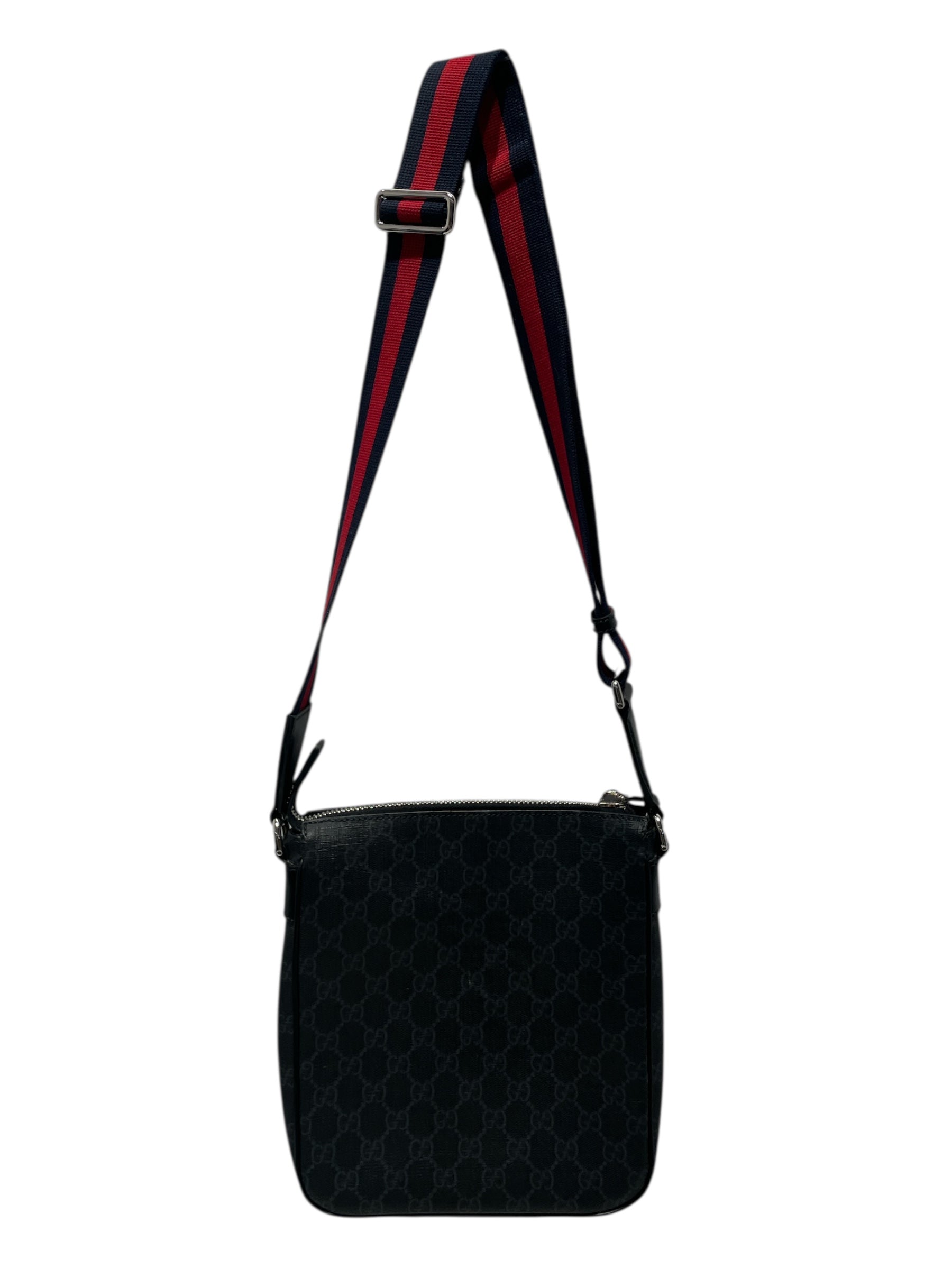 GUCCI/Cross Body Bag/Monogram/BLK/messenger blue red strap view 2