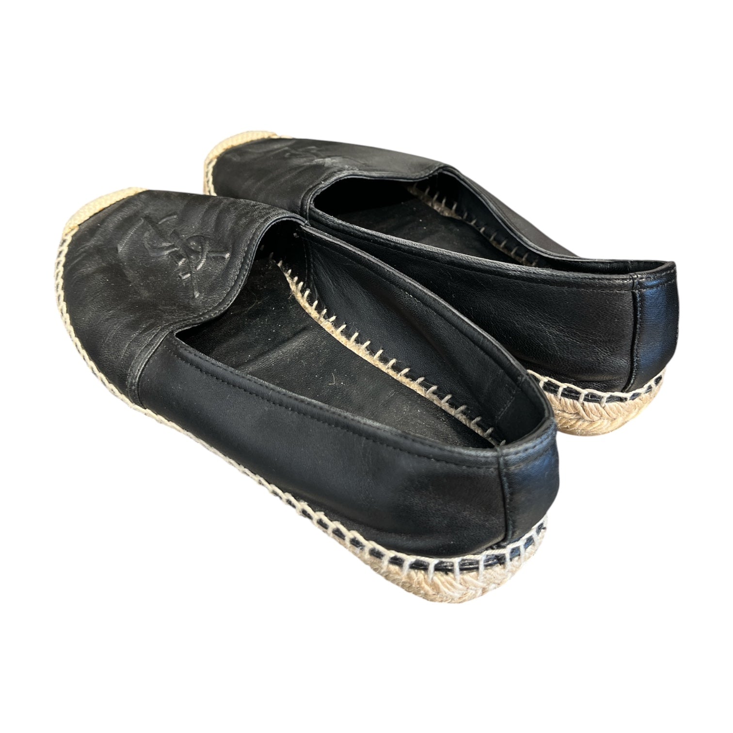 YVES SAINT LAURENT/Flat Shoes/EU 37/Leather/BLK/espadrilles ysl embossed view 2