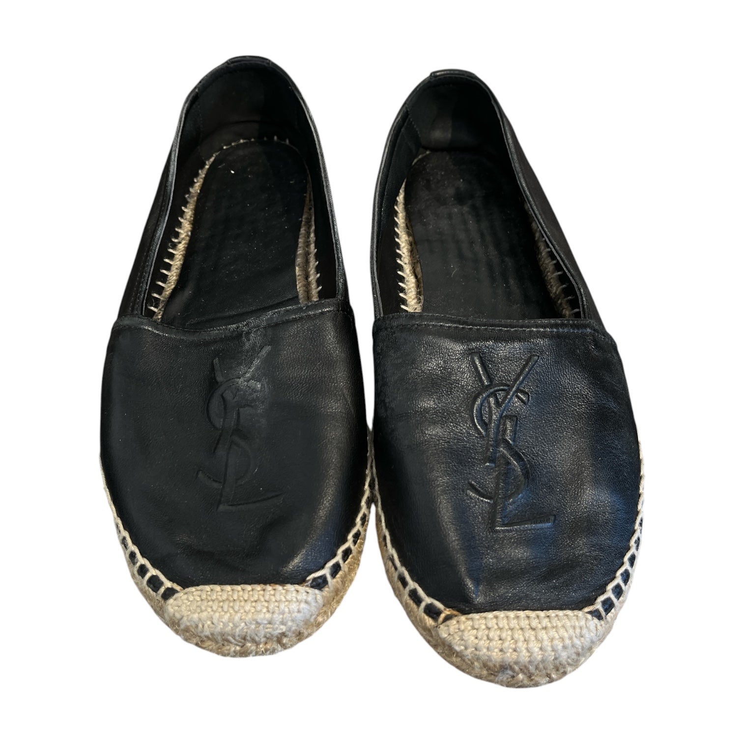YVES SAINT LAURENT/Flat Shoes/EU 37/Leather/BLK/espadrilles ysl embossed view 3
