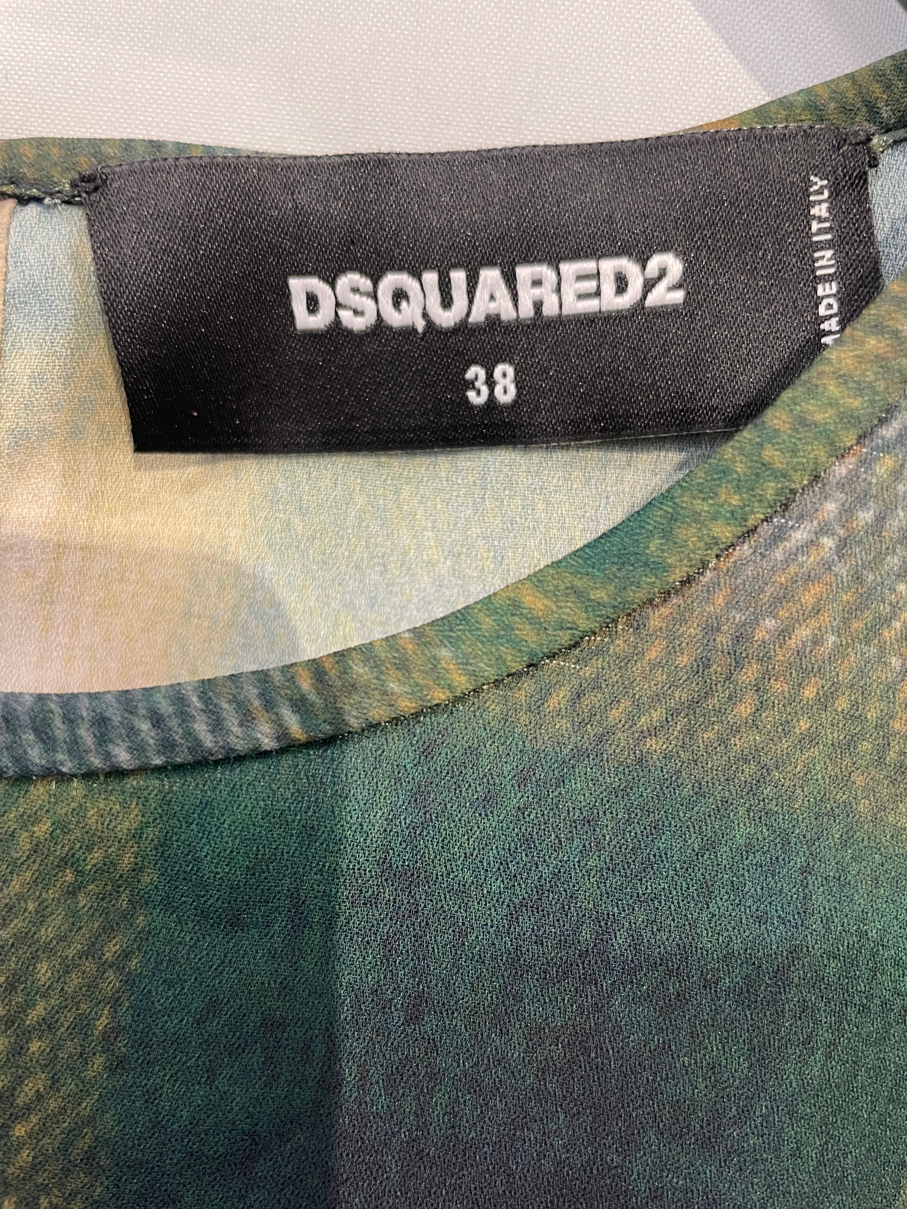 DSQUARED2/LS Blouse/38/Plaid/Polyester/GRN/RUFFLE MIDDLE view 3