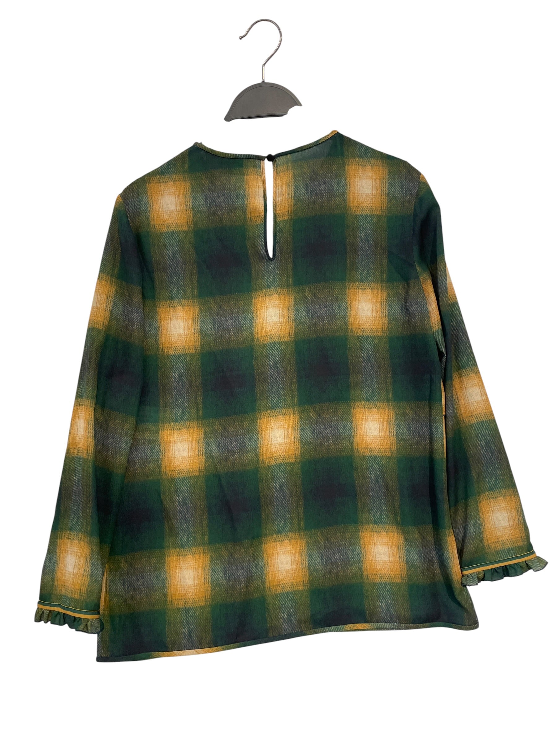 DSQUARED2/LS Blouse/38/Plaid/Polyester/GRN/RUFFLE MIDDLE view 2
