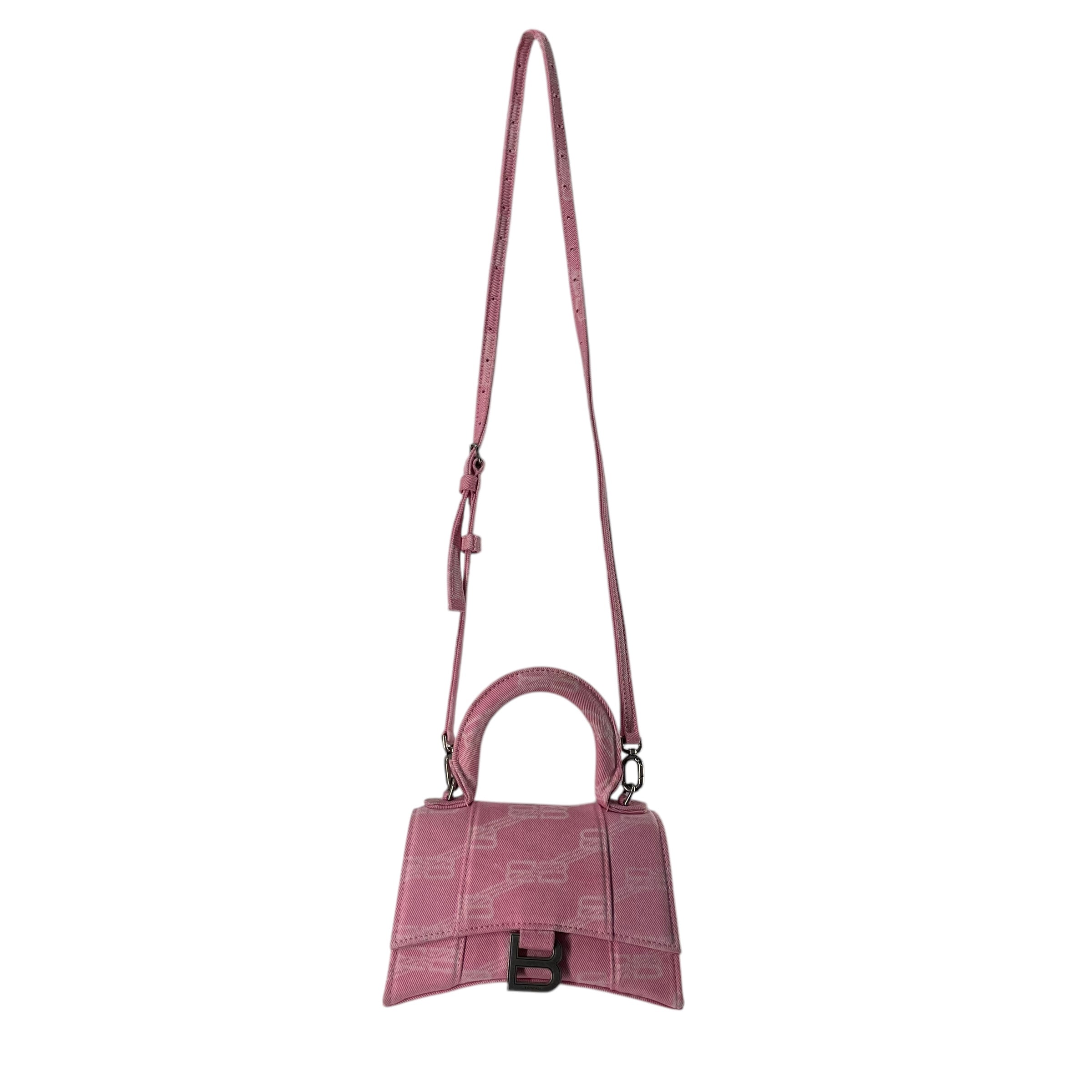 BALENCIAGA/Cross Body Bag/Monogram/Cotton/PNK/hourglass view 5