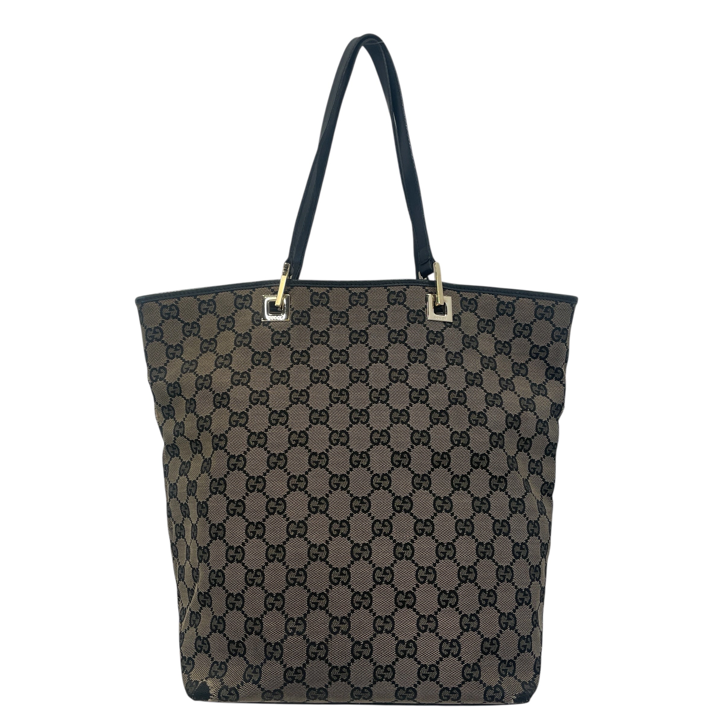 GUCCI/Hand Bag/Monogram/NVY/GG Monogram Tote w lthr trim view 1