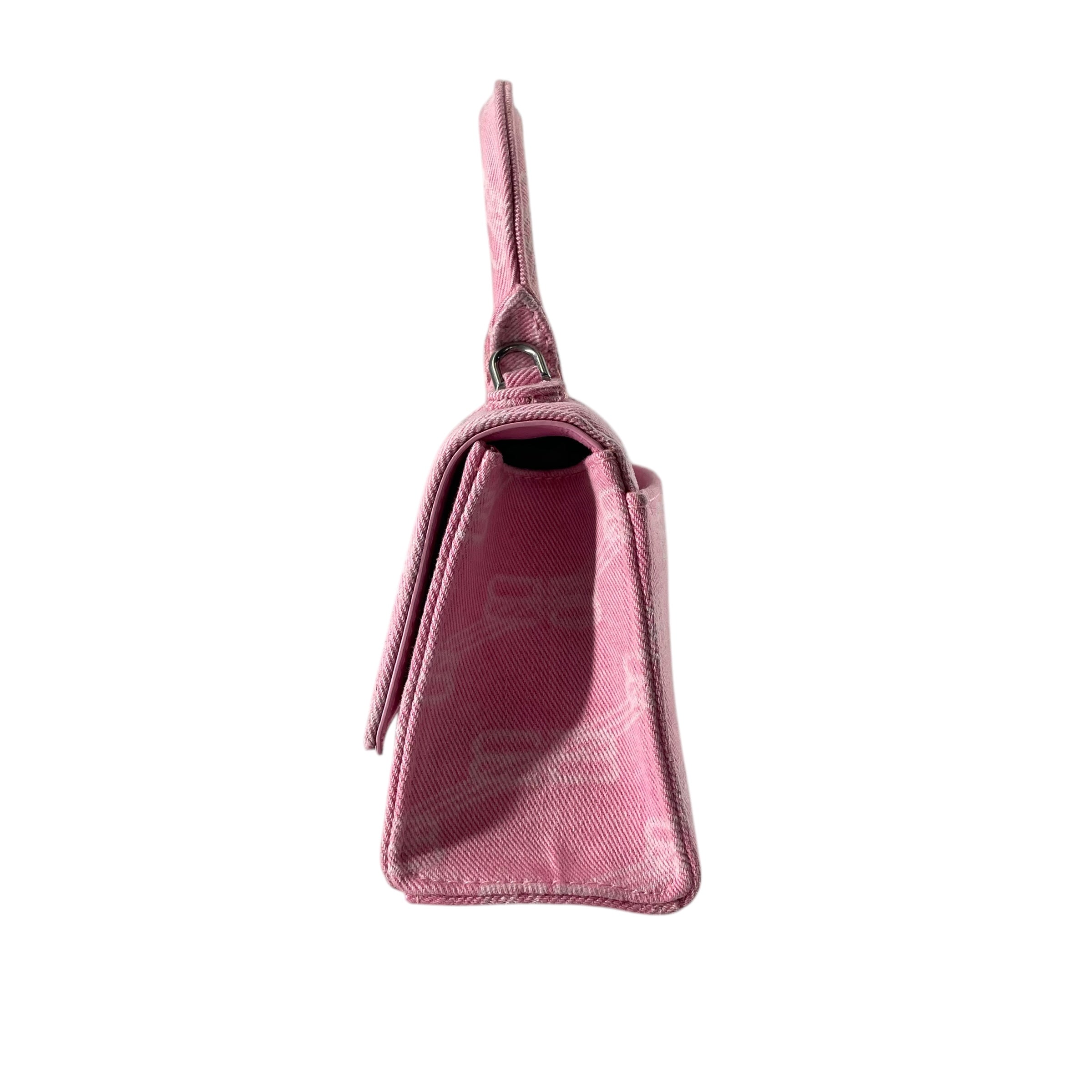 BALENCIAGA/Cross Body Bag/Monogram/Cotton/PNK/hourglass view 3