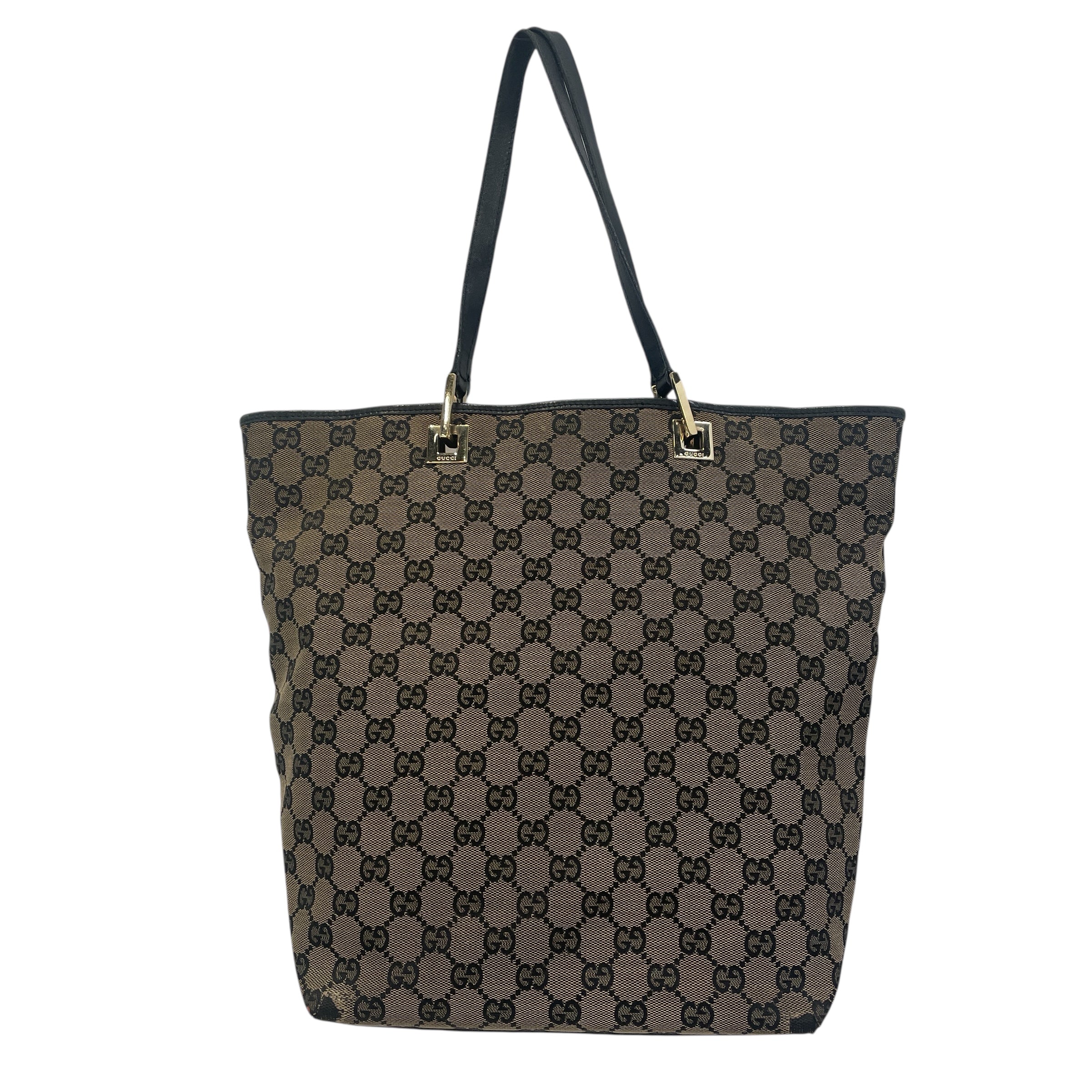 GUCCI/Hand Bag/Monogram/NVY/GG Monogram Tote w lthr trim view 2