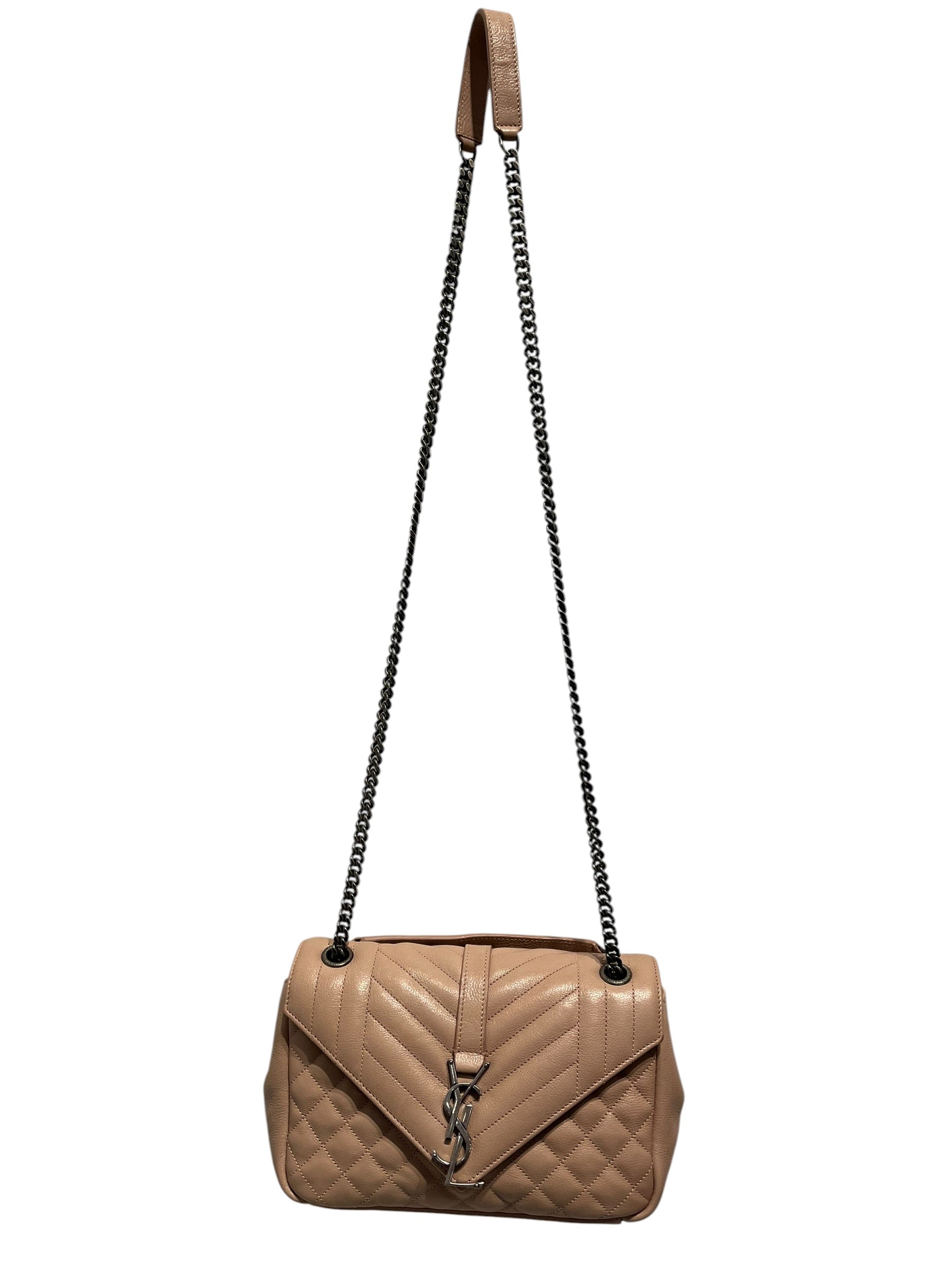 SAINT LAURENT/Cross Body Bag/Leather/PNK/QUILTED ENVELOPE view 1