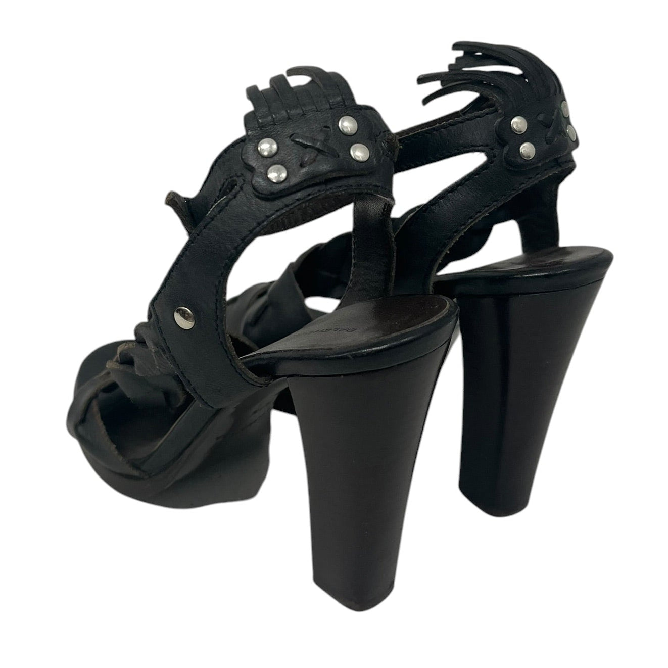 BALENCIAGA/Heels/EU 37.5/Leather/BRW/BRAIDED LEATHER CHUNKY HEEL view 2