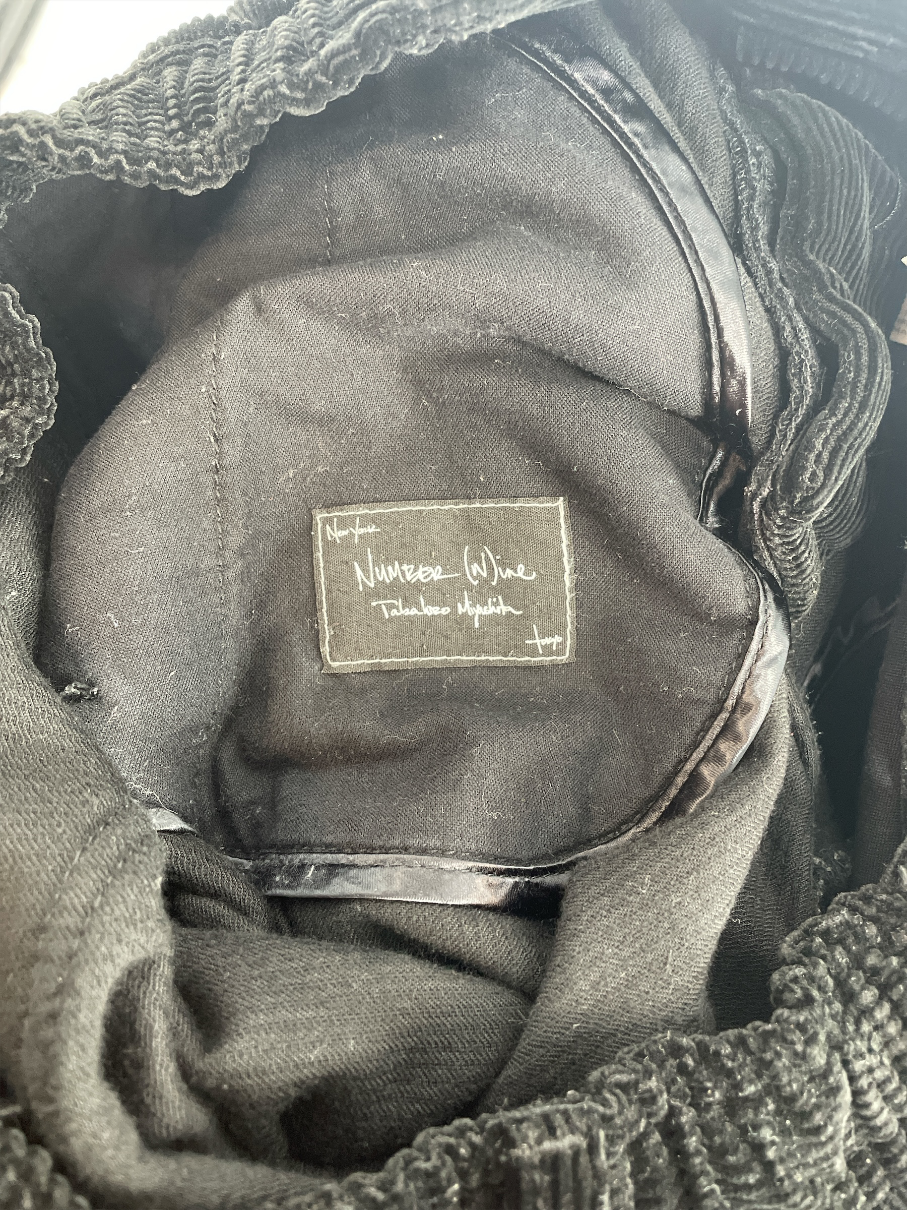 NUMBER (N)INE/Straight Pants/3/Corduroy/BLK/DRAWSTRING ROUND POCKET OG view 2