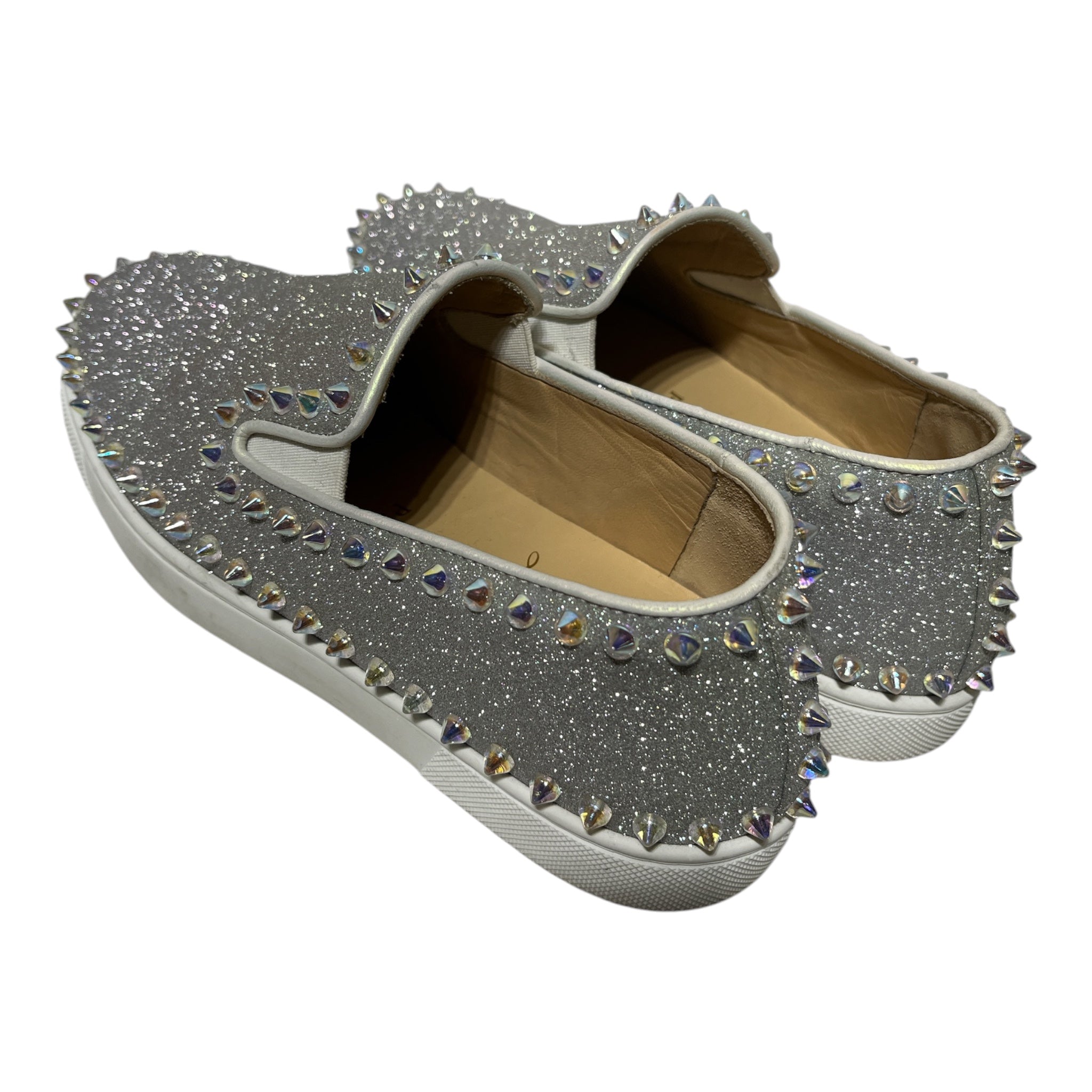 Christian Louboutin/Low-Sneakers/US 5/Leather/SLV/GLITTER SLIP ON view 2