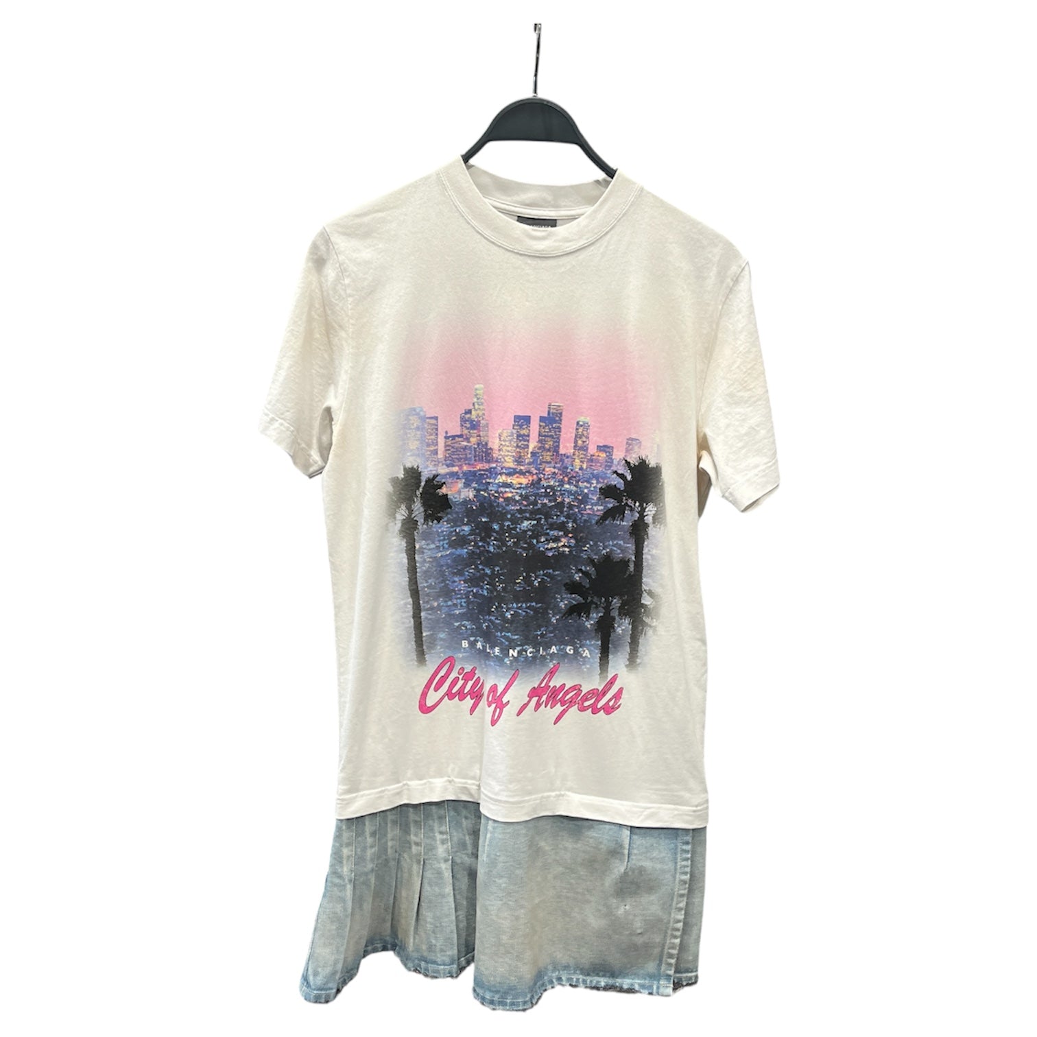 BALENCIAGA/Shirt Dress/40/Graphic/Cotton/CRM/LAYERED MINI view 1