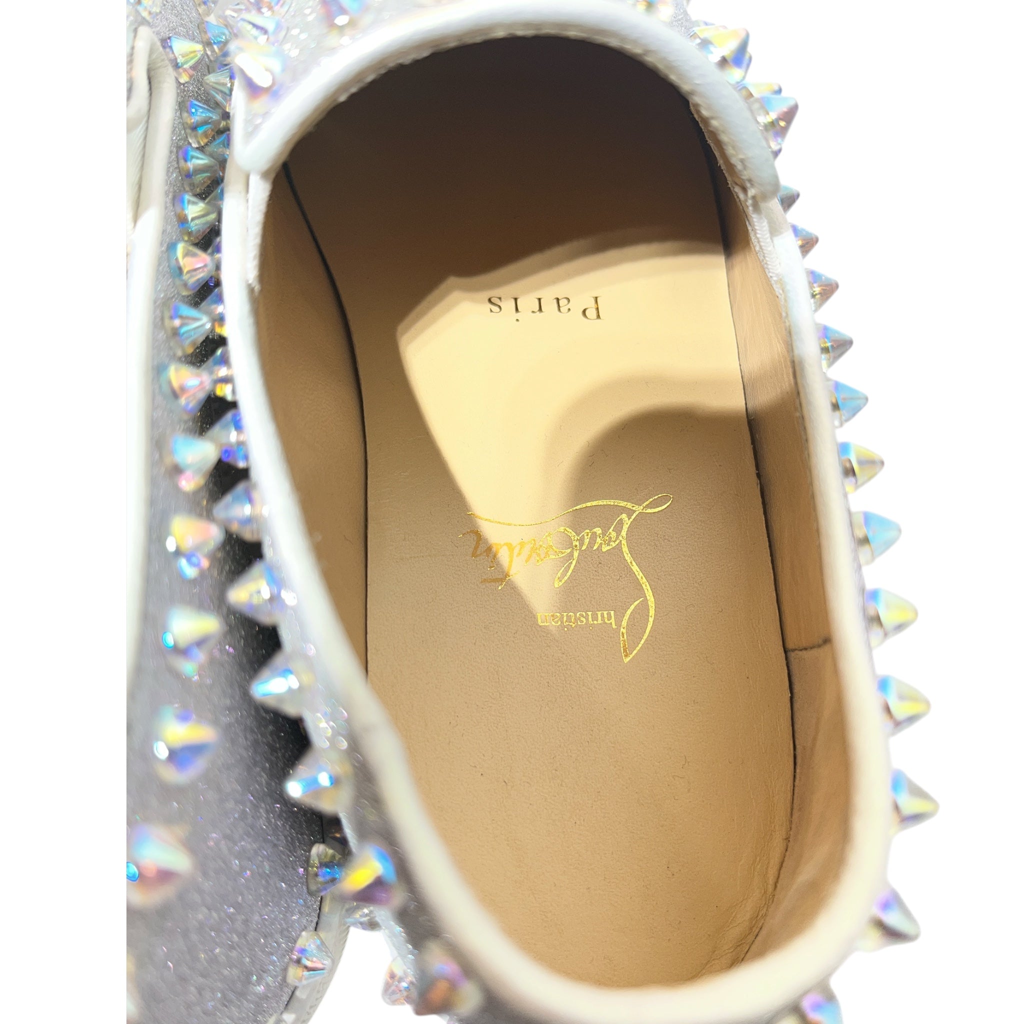 Christian Louboutin/Low-Sneakers/US 5/Leather/SLV/GLITTER SLIP ON view 3